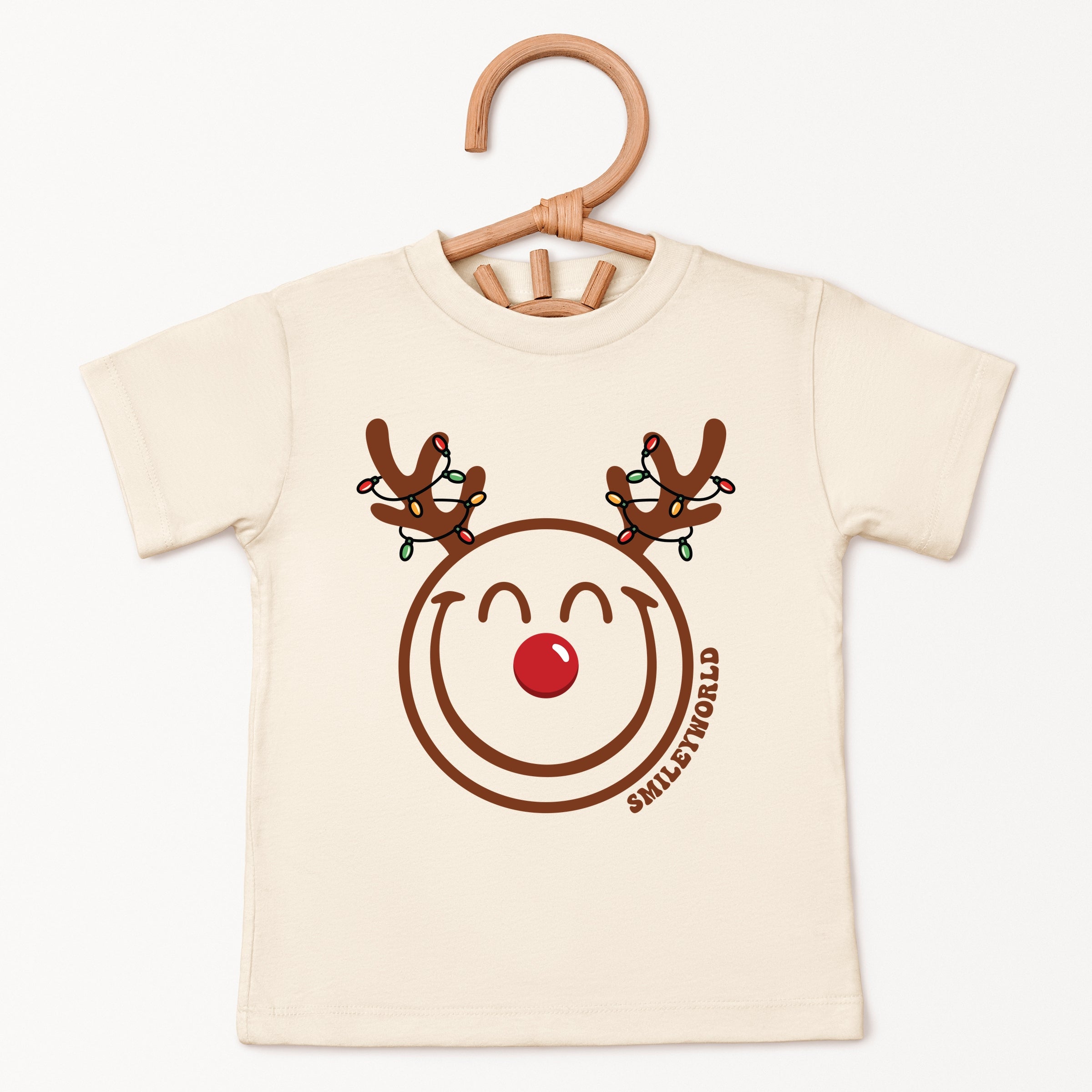 SmileyWorld Reindeer Lights - Youth Short Sleeve Graphic T-Shirt and Toddler Short Sleeve Graphic T-Shirt