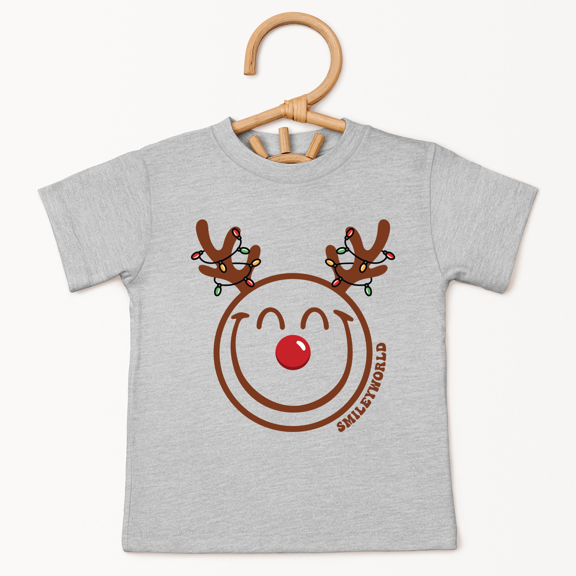 SmileyWorld Reindeer Lights - Youth Short Sleeve Graphic T-Shirt and Toddler Short Sleeve Graphic T-Shirt