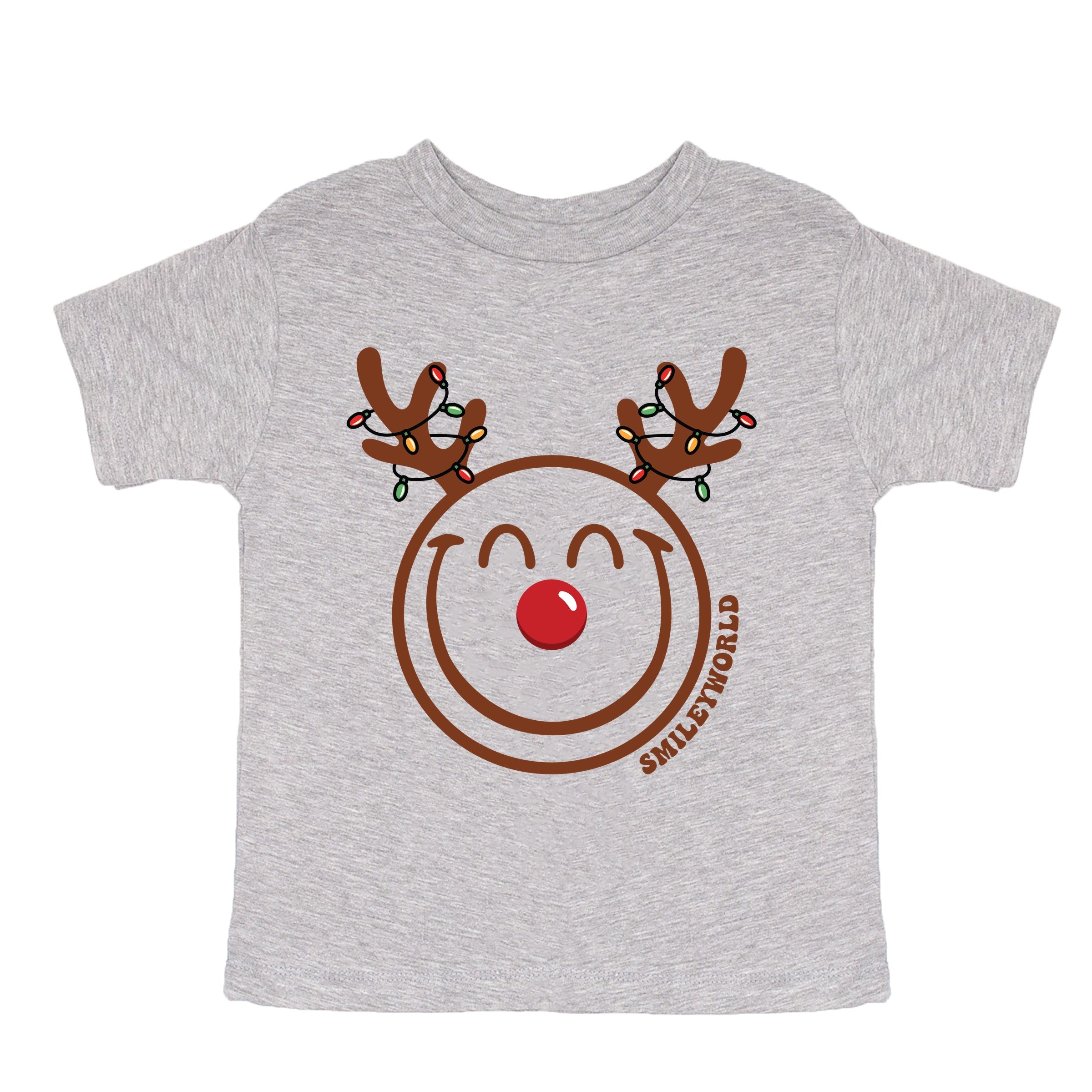 SmileyWorld Reindeer Lights - Youth Short Sleeve Graphic T-Shirt and Toddler Short Sleeve Graphic T-Shirt