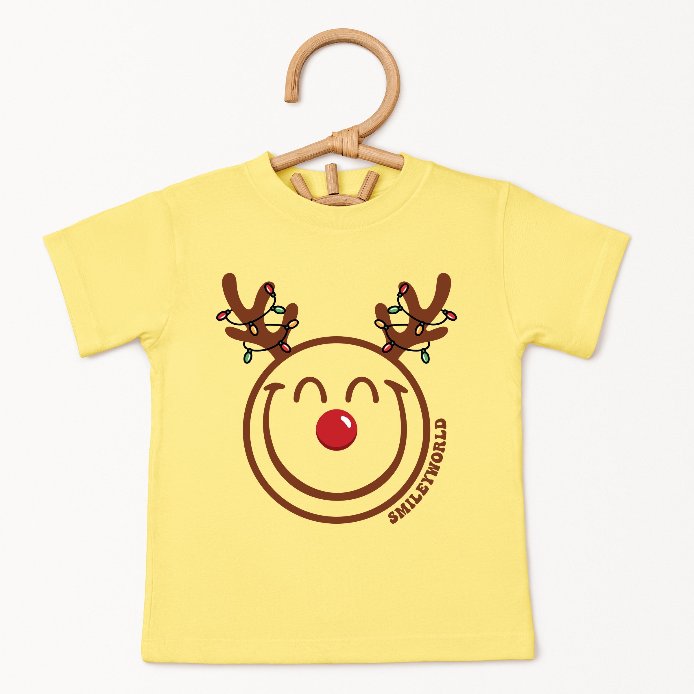 SmileyWorld Reindeer Lights - Youth Short Sleeve Graphic T-Shirt and Toddler Short Sleeve Graphic T-Shirt