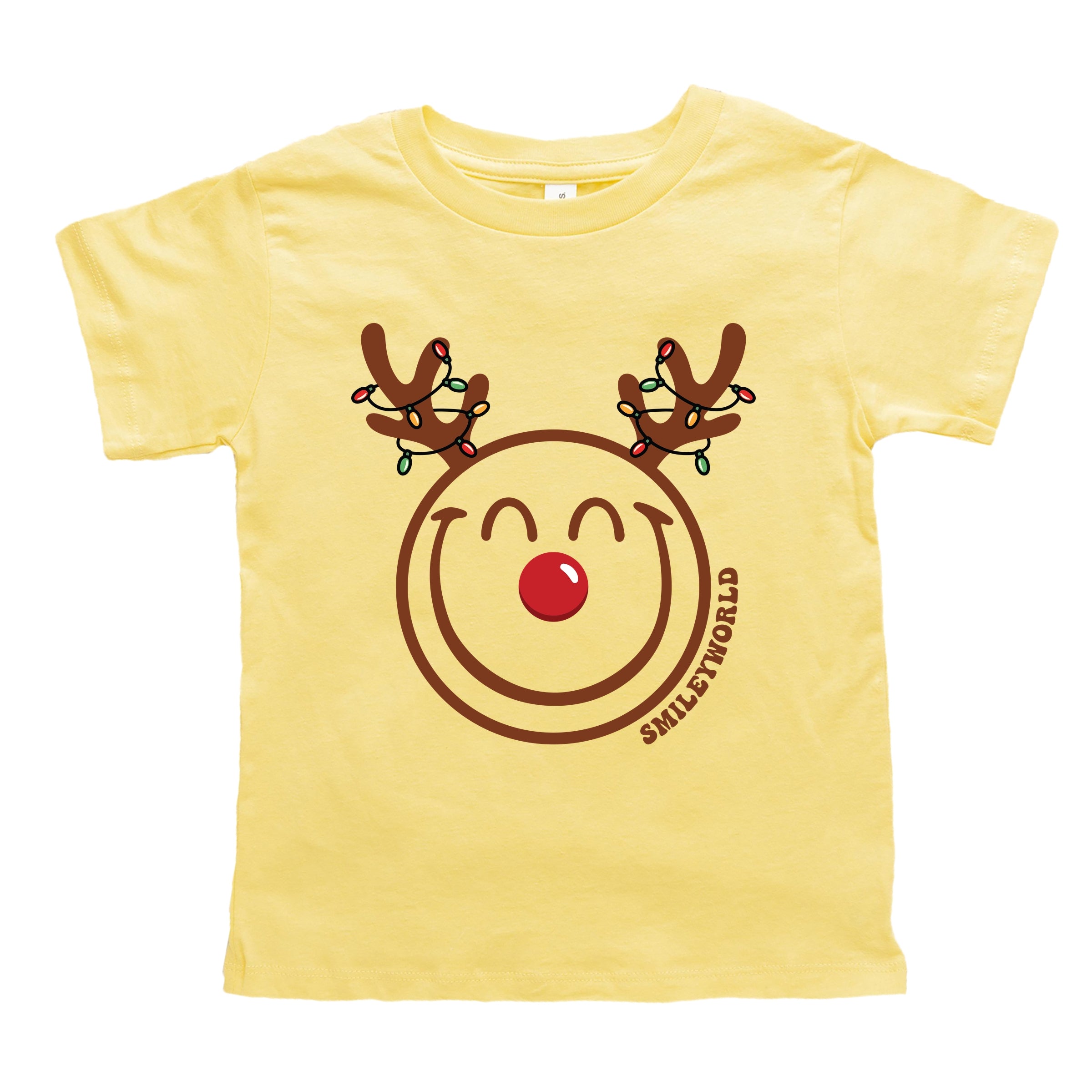 SmileyWorld Reindeer Lights - Youth Short Sleeve Graphic T-Shirt and Toddler Short Sleeve Graphic T-Shirt