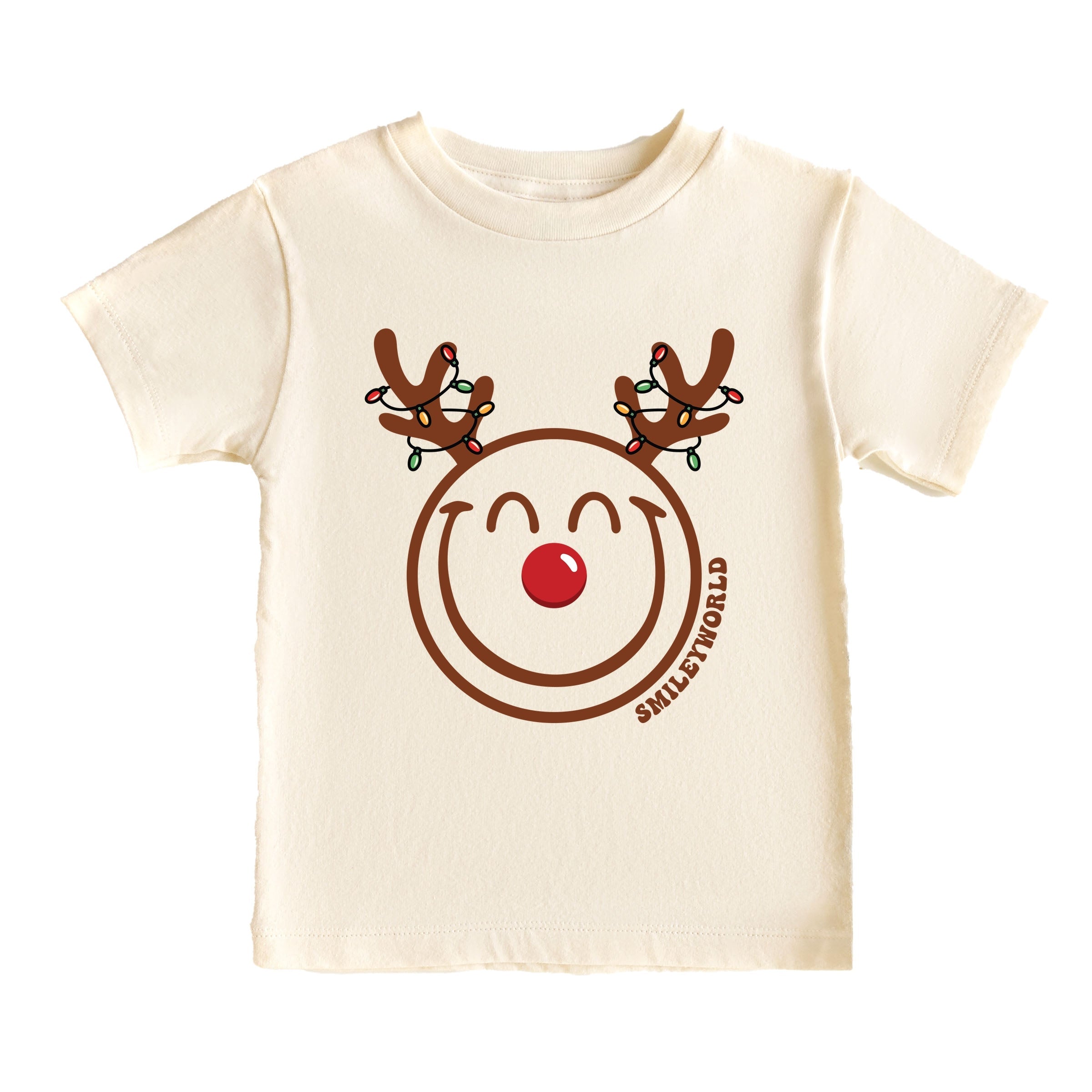 SmileyWorld Reindeer Lights - Youth Short Sleeve Graphic T-Shirt and Toddler Short Sleeve Graphic T-Shirt