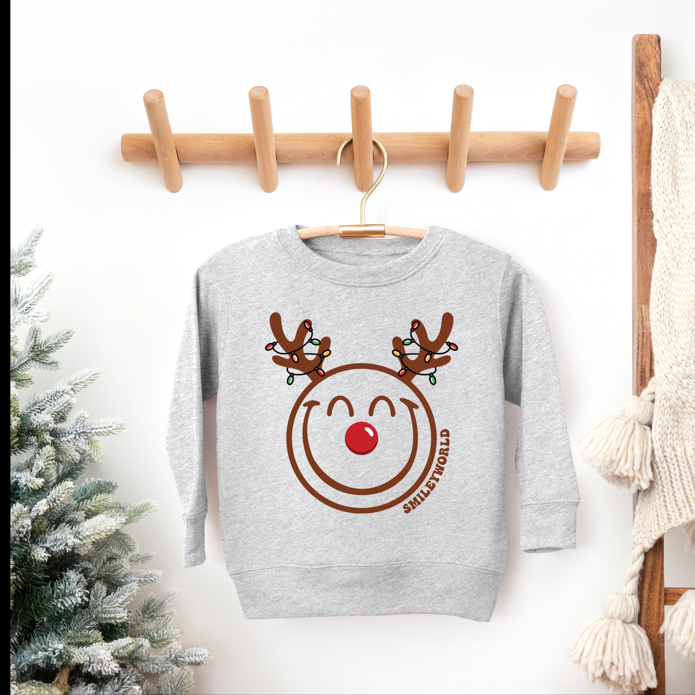 SmileyWorld Reindeer Lights - Toddler Graphic Sweatshirt and Youth Graphic Sweatshirt
