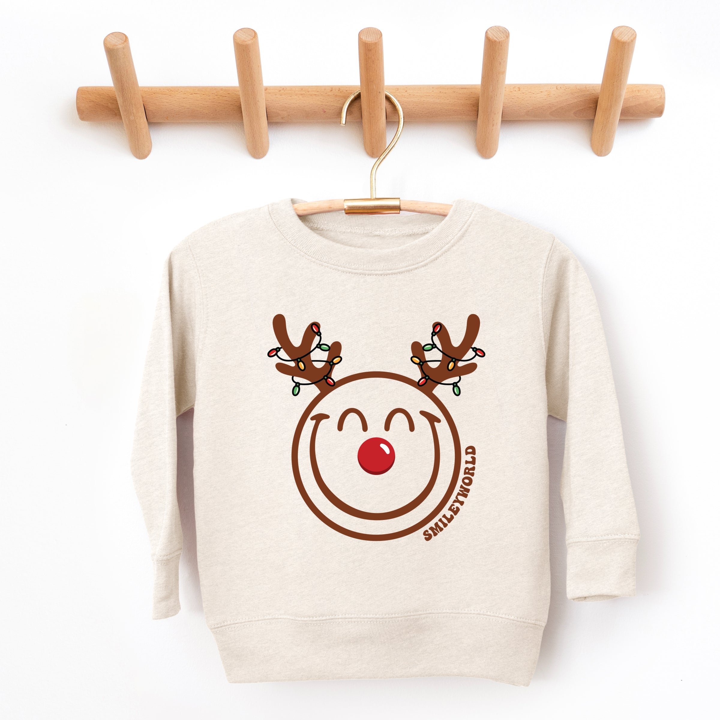 SmileyWorld Reindeer Lights - Toddler Graphic Sweatshirt and Youth Graphic Sweatshirt