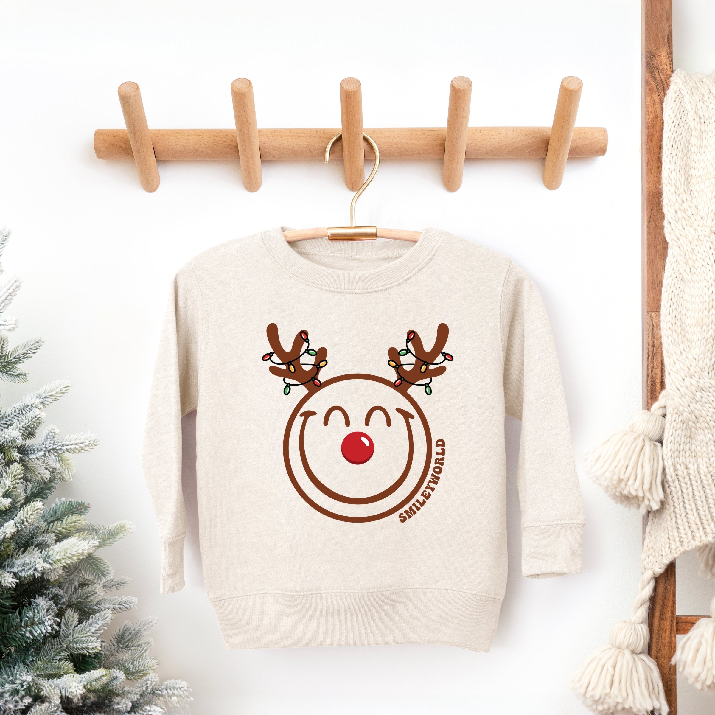SmileyWorld Reindeer Lights - Toddler Graphic Sweatshirt and Youth Graphic Sweatshirt