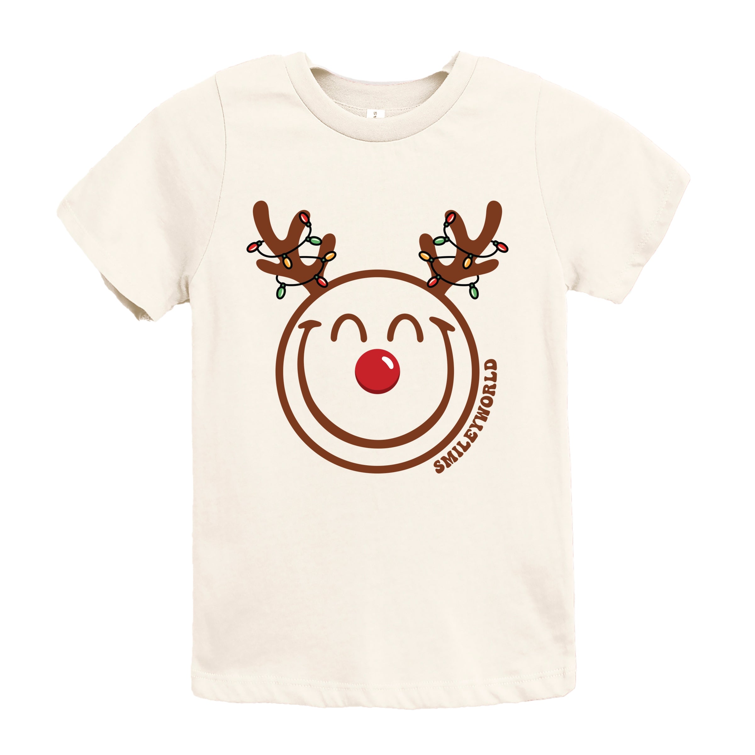 SmileyWorld Reindeer Lights - Youth Short Sleeve Graphic T-Shirt and Toddler Short Sleeve Graphic T-Shirt