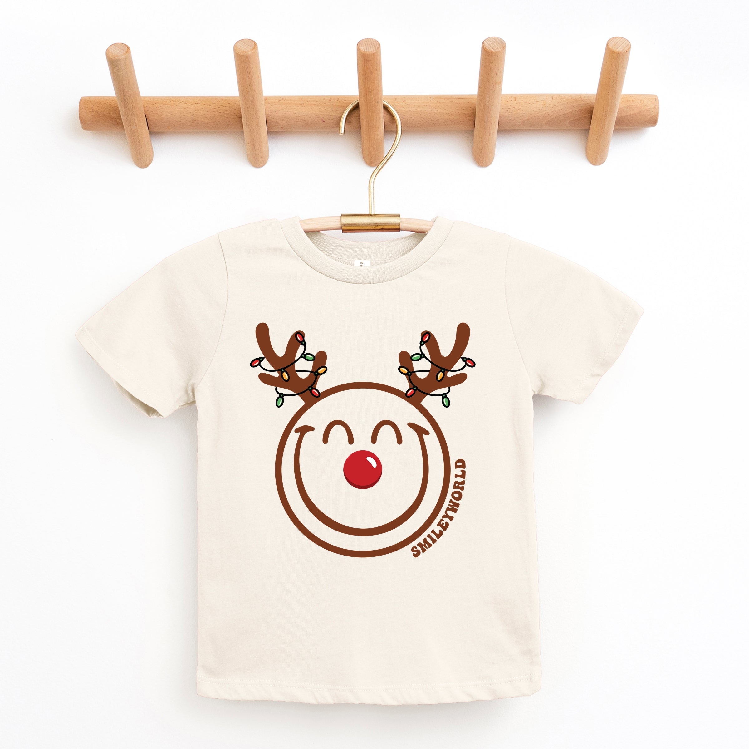 SmileyWorld Reindeer Lights - Youth Short Sleeve Graphic T-Shirt and Toddler Short Sleeve Graphic T-Shirt