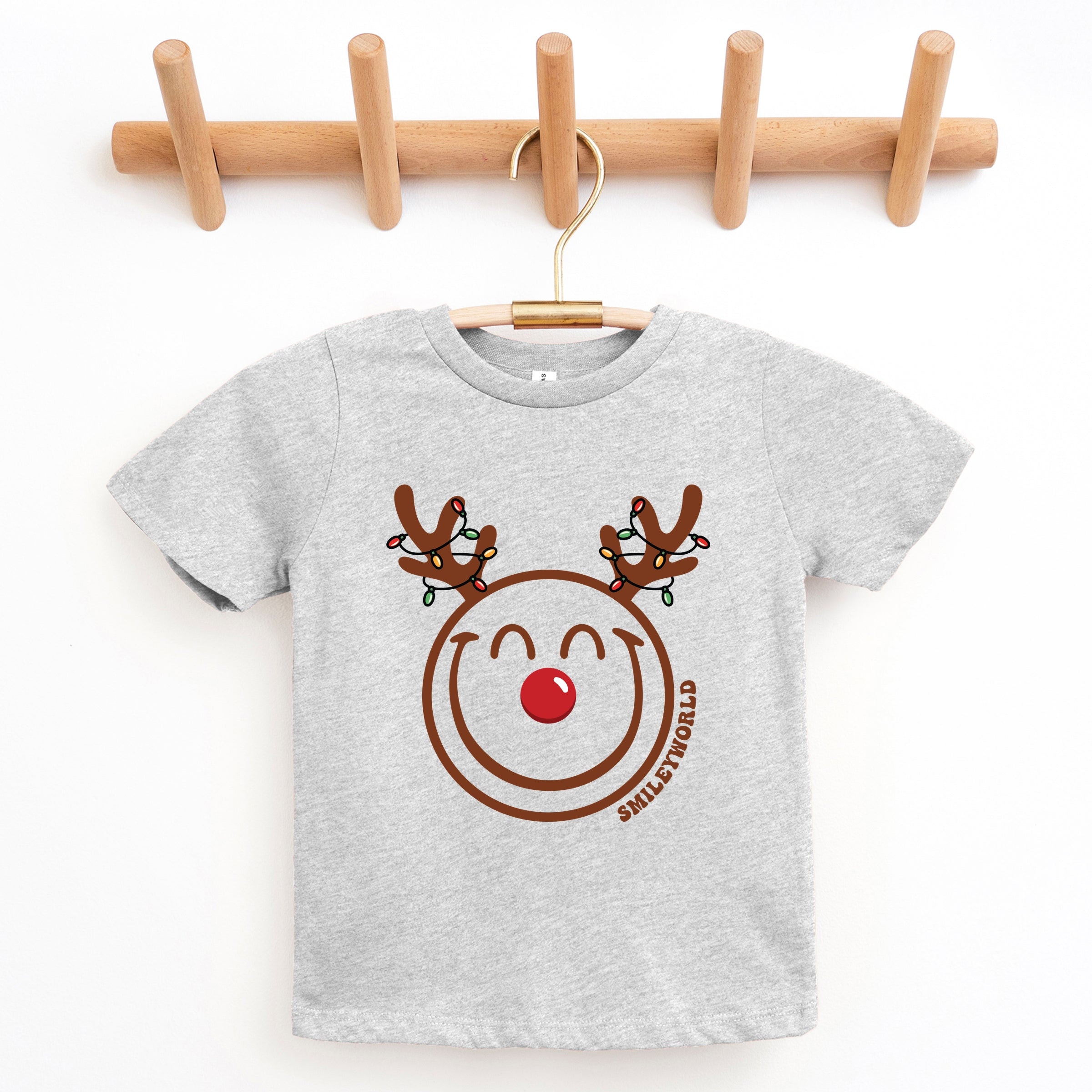 SmileyWorld Reindeer Lights - Youth Short Sleeve Graphic T-Shirt and Toddler Short Sleeve Graphic T-Shirt