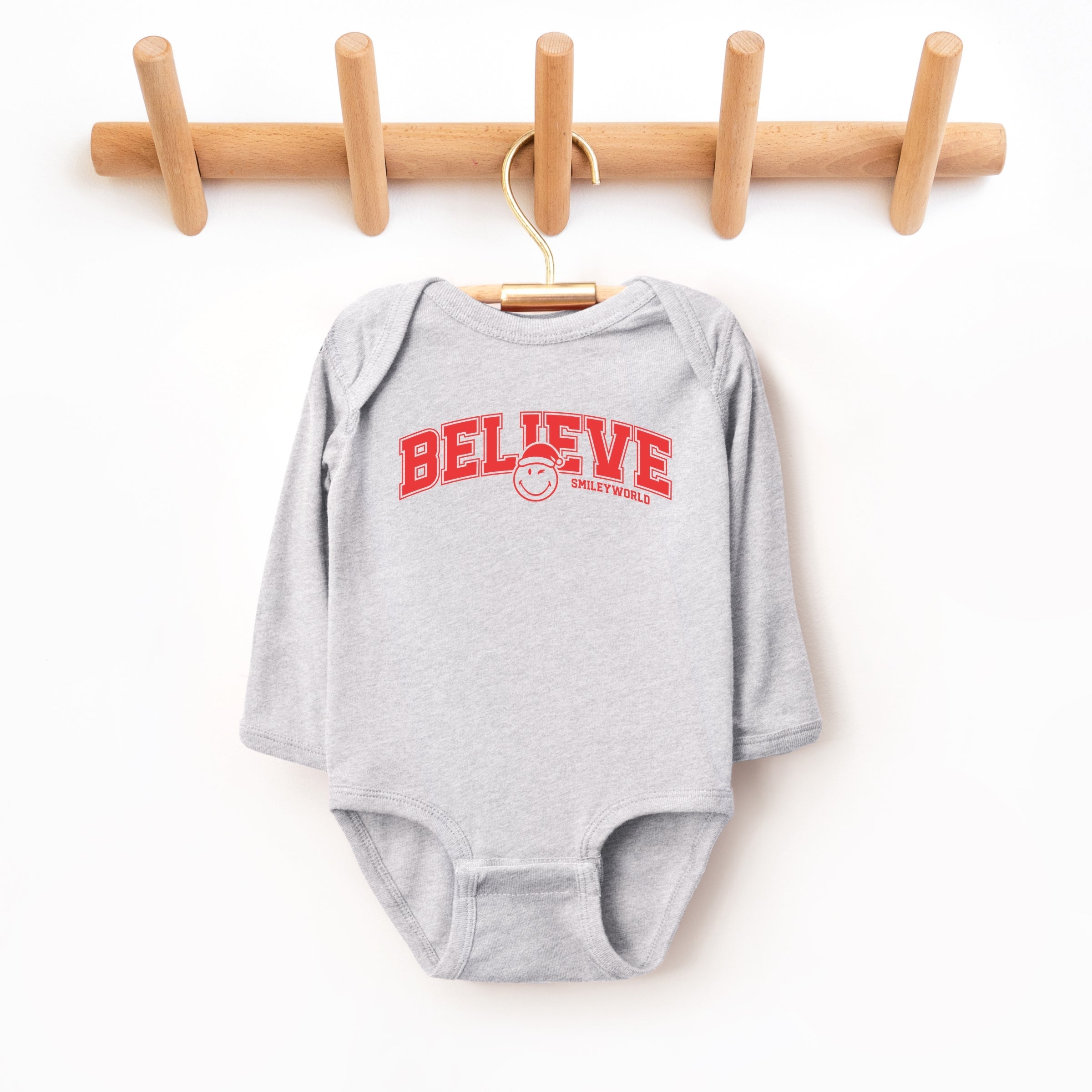 SmileyWorld Varisty Believe - Baby Long Sleeve Bodysuit