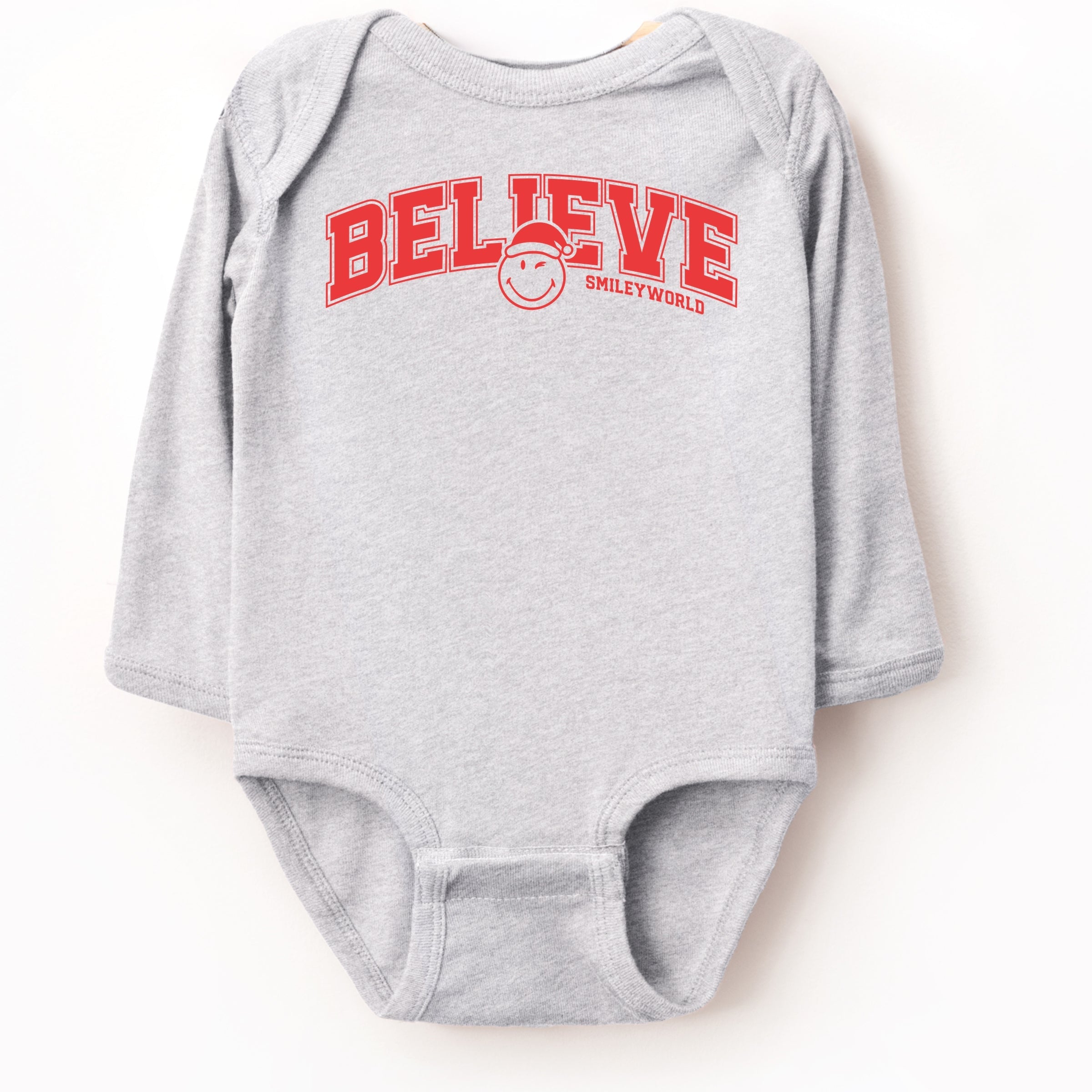 SmileyWorld Varisty Believe - Baby Long Sleeve Bodysuit