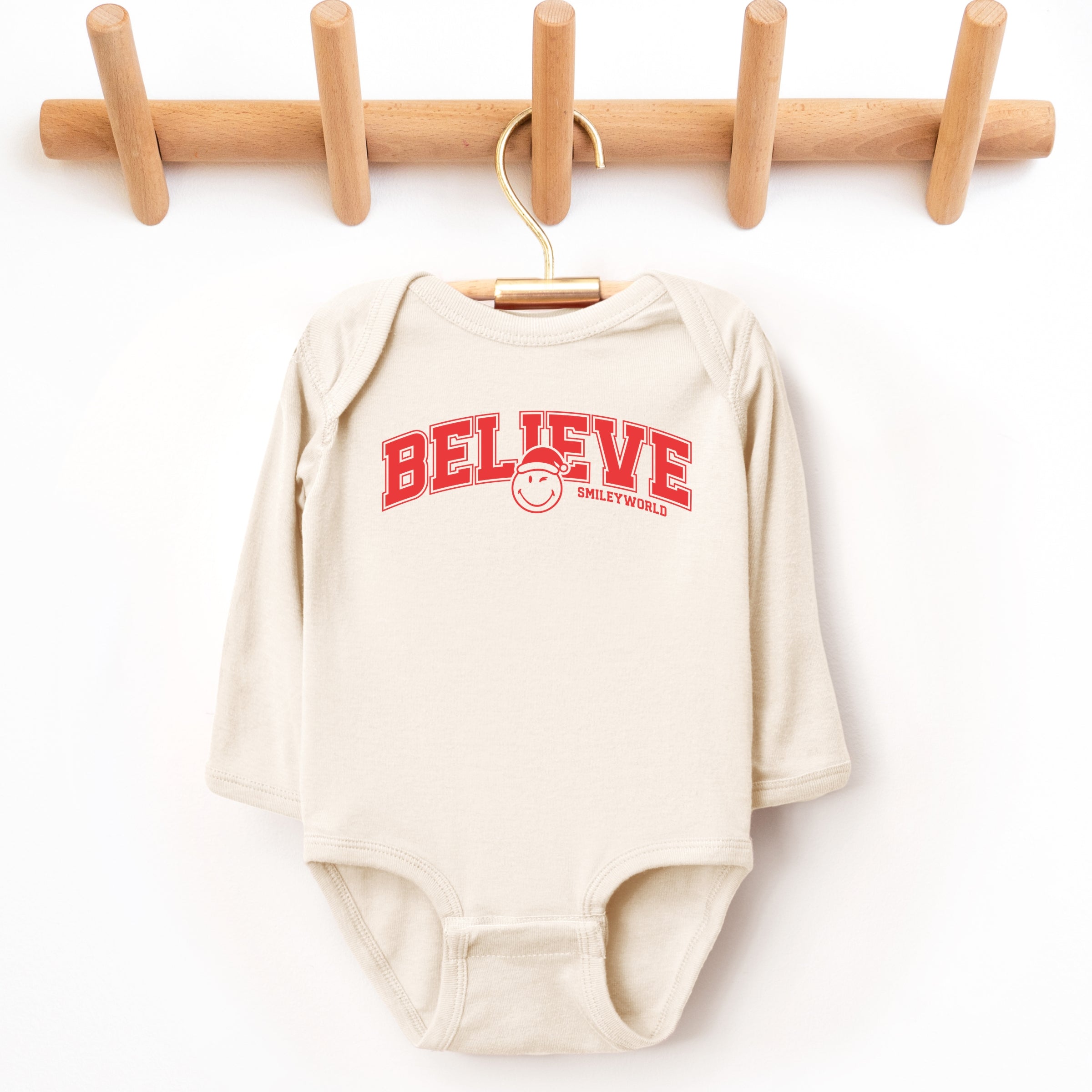SmileyWorld Varisty Believe - Baby Long Sleeve Bodysuit