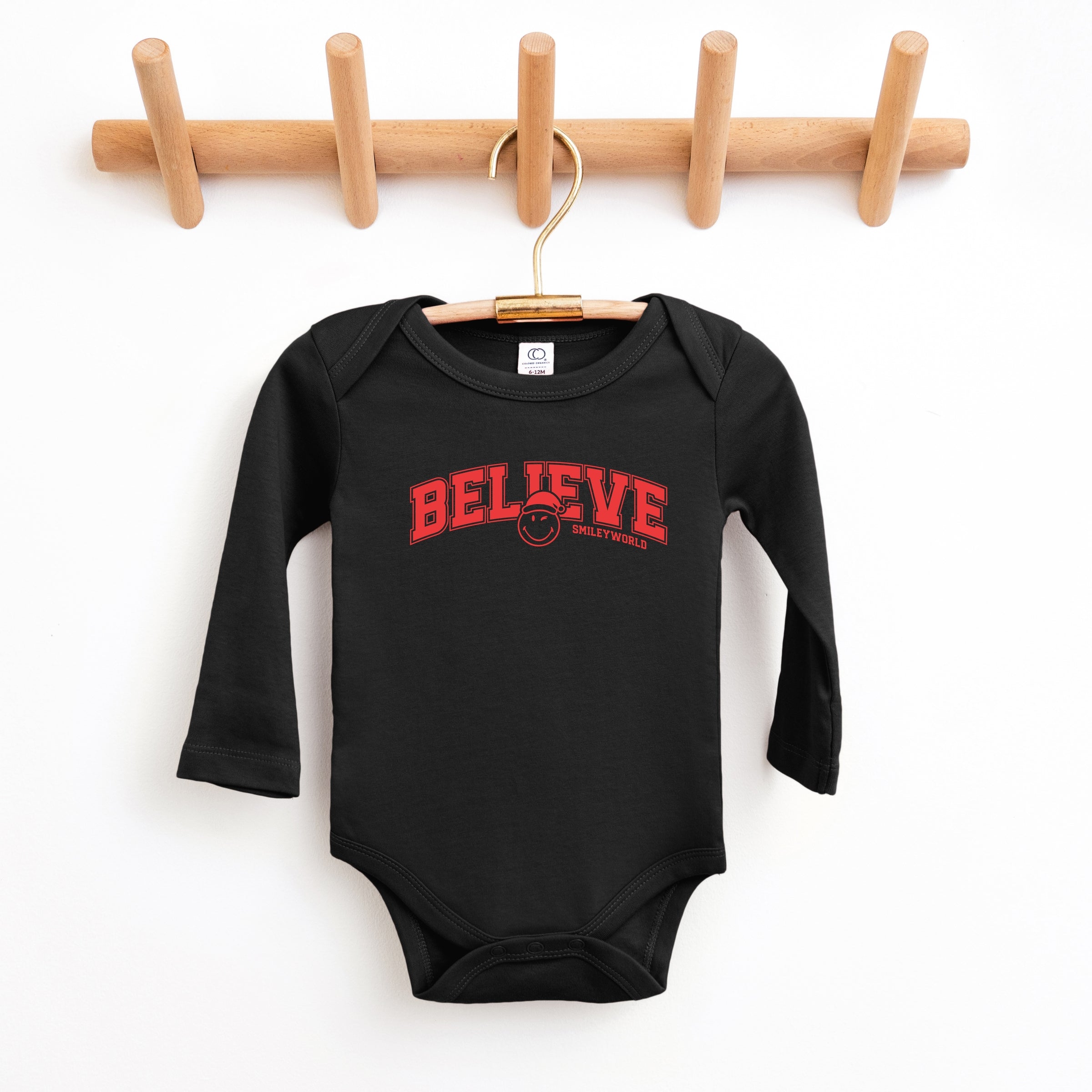 SmileyWorld Varisty Believe - Baby Long Sleeve Bodysuit