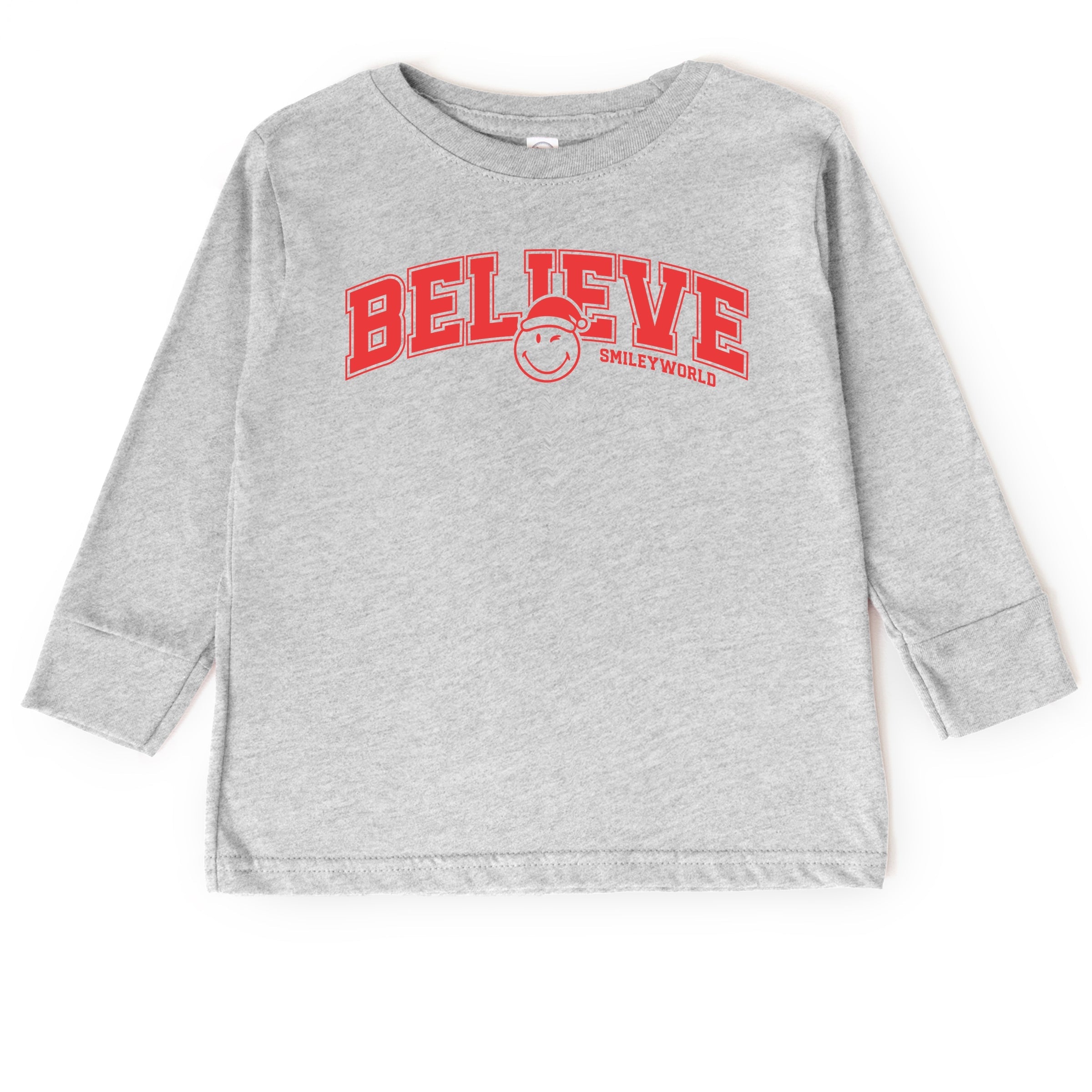 SmileyWorld Varisty Believe - Youth Long Sleeve Graphic T-Shirt and Toddler Long Sleeve Graphic Tee