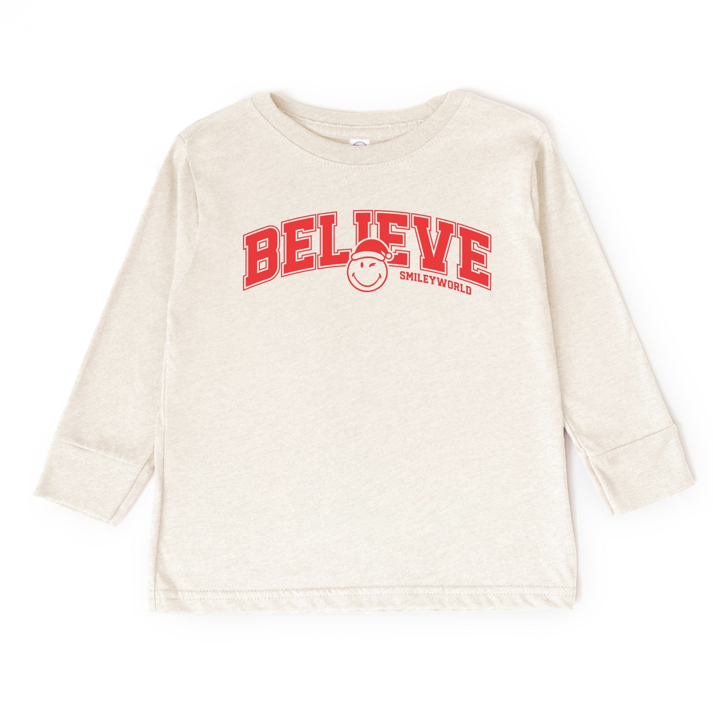 SmileyWorld Varisty Believe - Youth Long Sleeve Graphic T-Shirt and Toddler Long Sleeve Graphic Tee