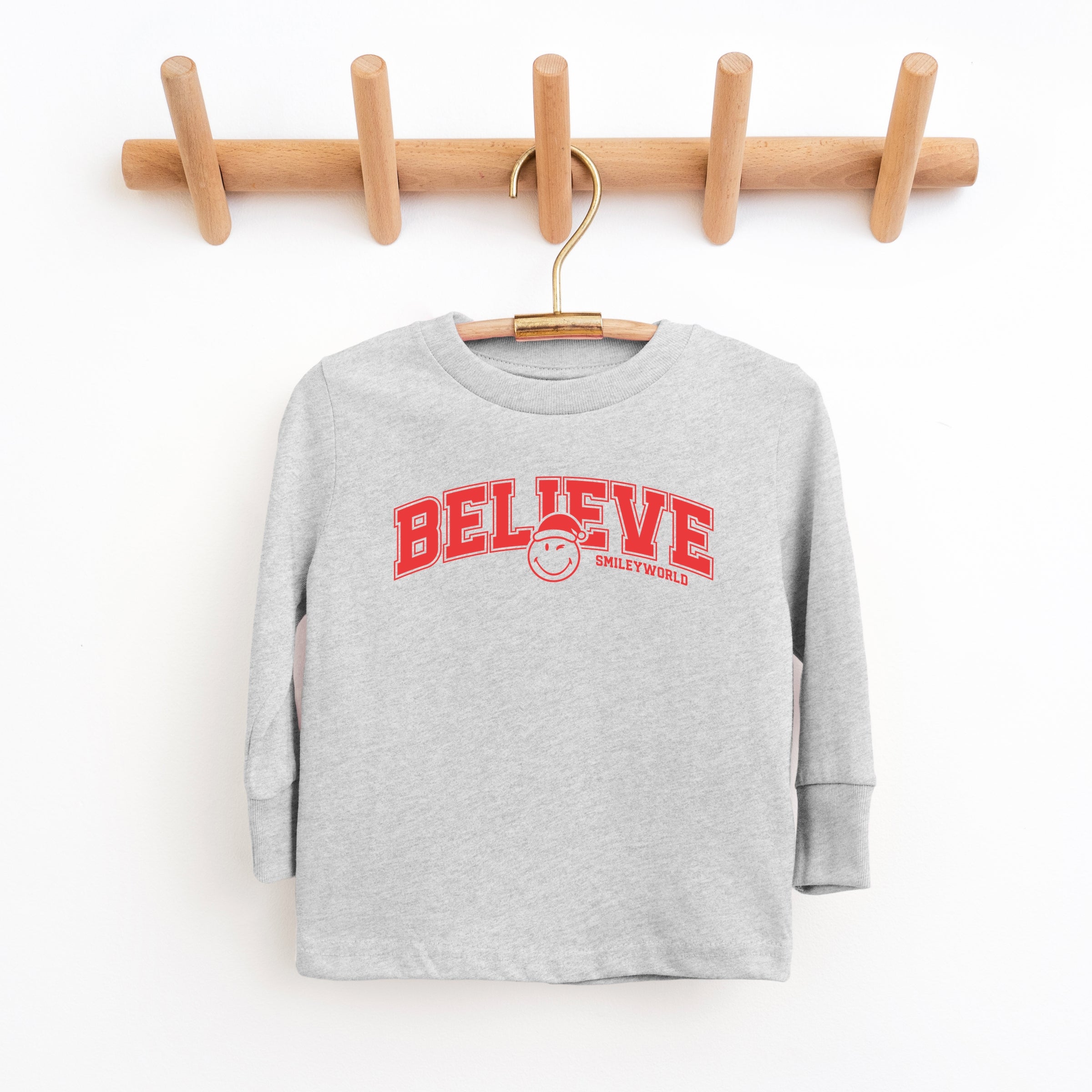 SmileyWorld Varisty Believe - Youth Long Sleeve Graphic T-Shirt and Toddler Long Sleeve Graphic Tee