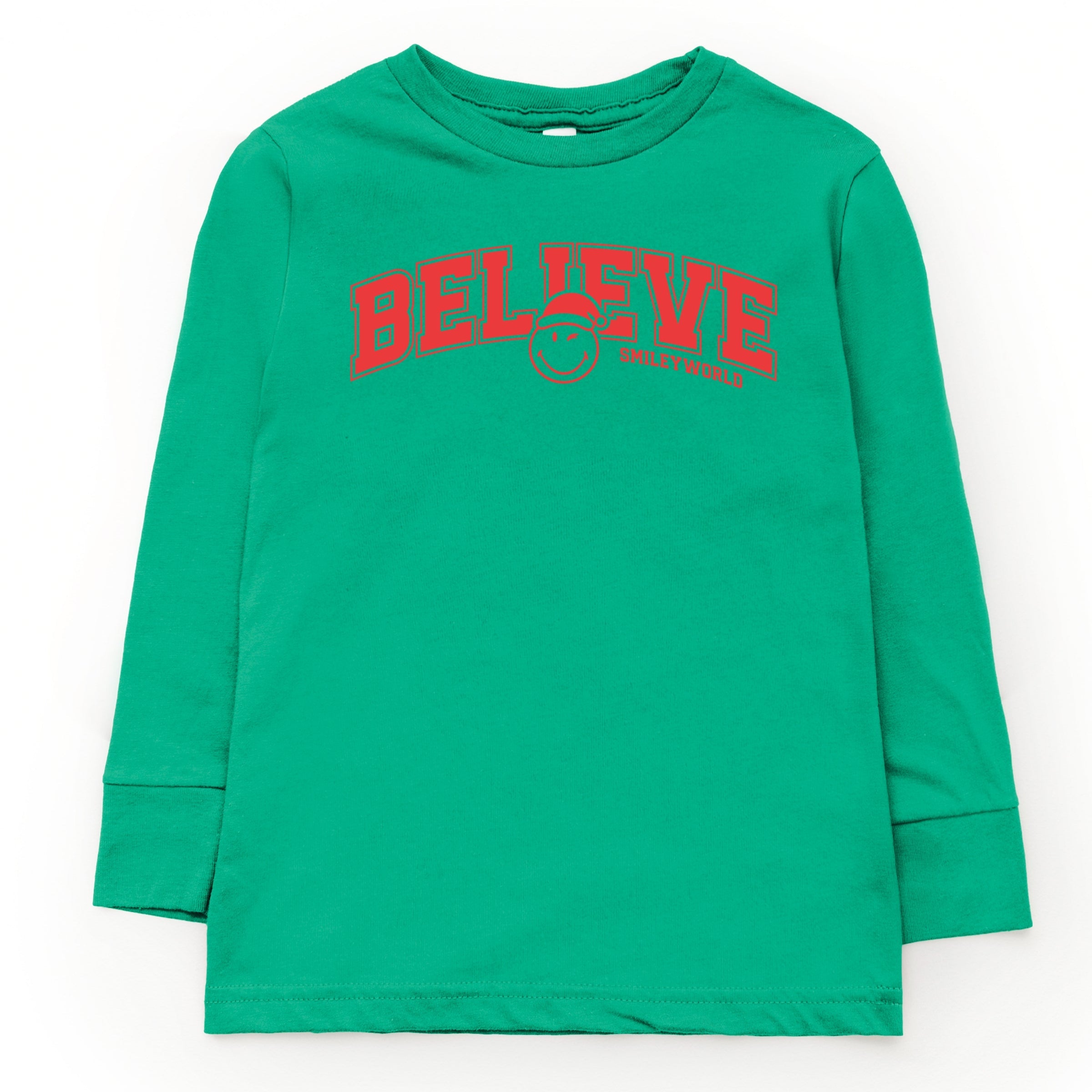 SmileyWorld Varisty Believe - Youth Long Sleeve Graphic T-Shirt and Toddler Long Sleeve Graphic Tee
