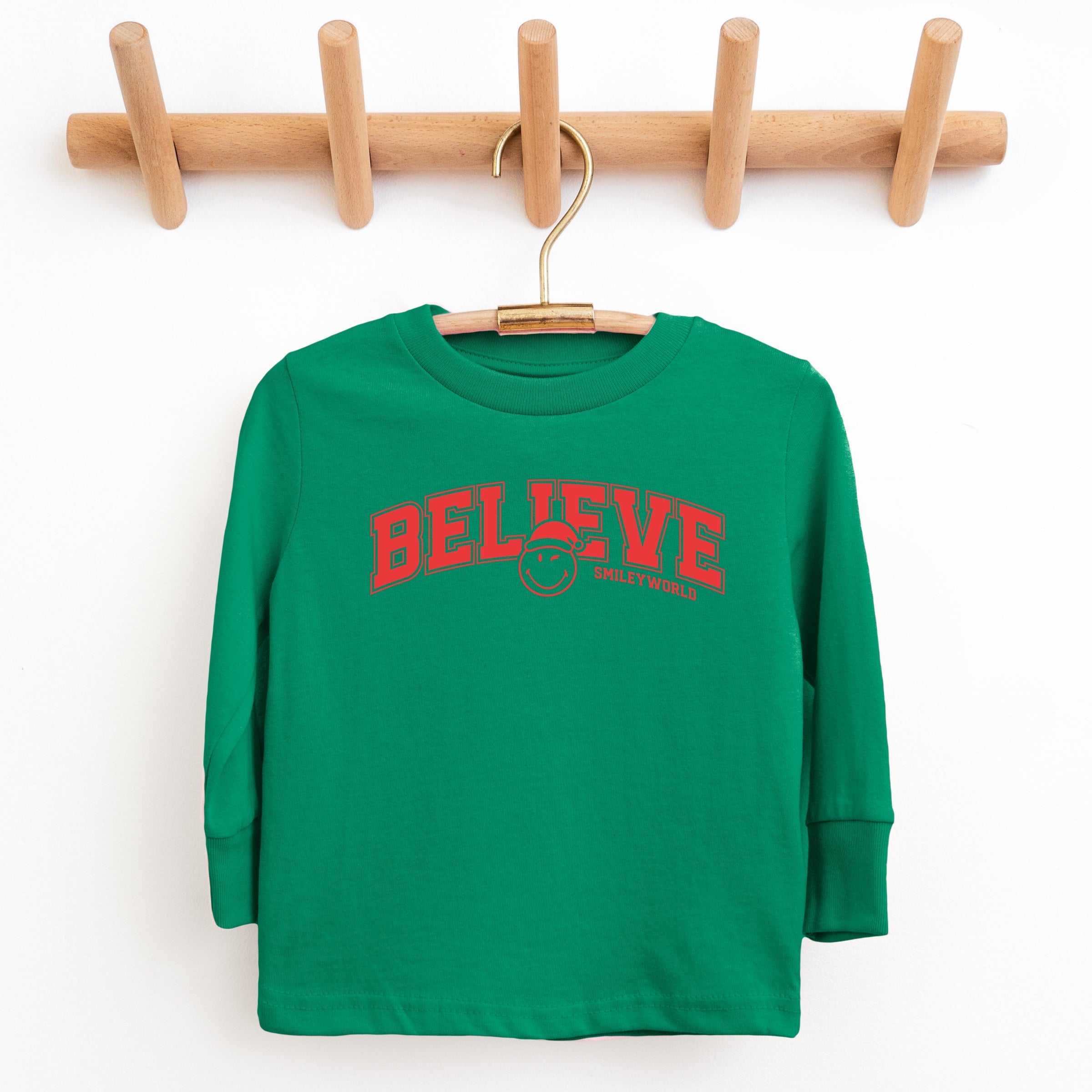 SmileyWorld Varisty Believe - Youth Long Sleeve Graphic T-Shirt and Toddler Long Sleeve Graphic Tee