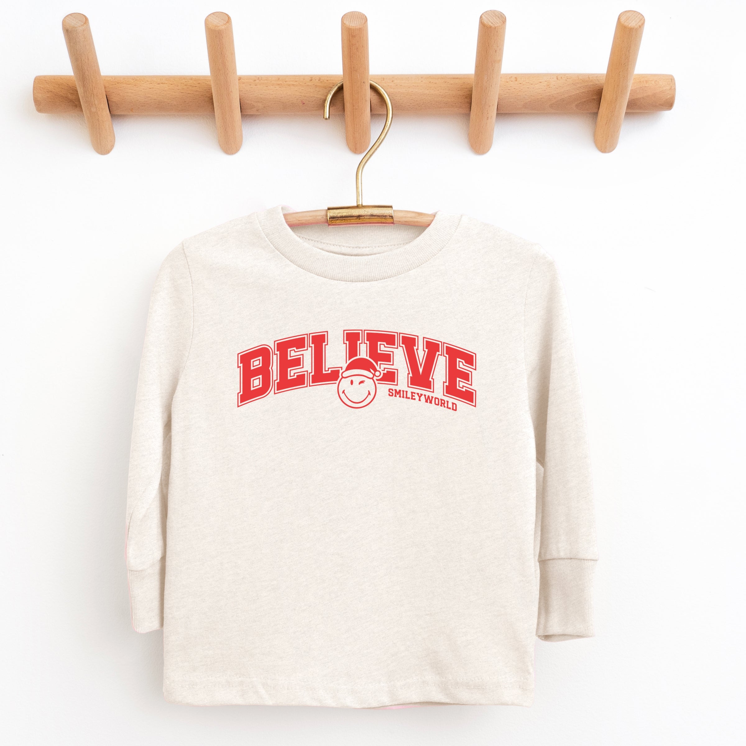 SmileyWorld Varisty Believe - Youth Long Sleeve Graphic T-Shirt and Toddler Long Sleeve Graphic Tee