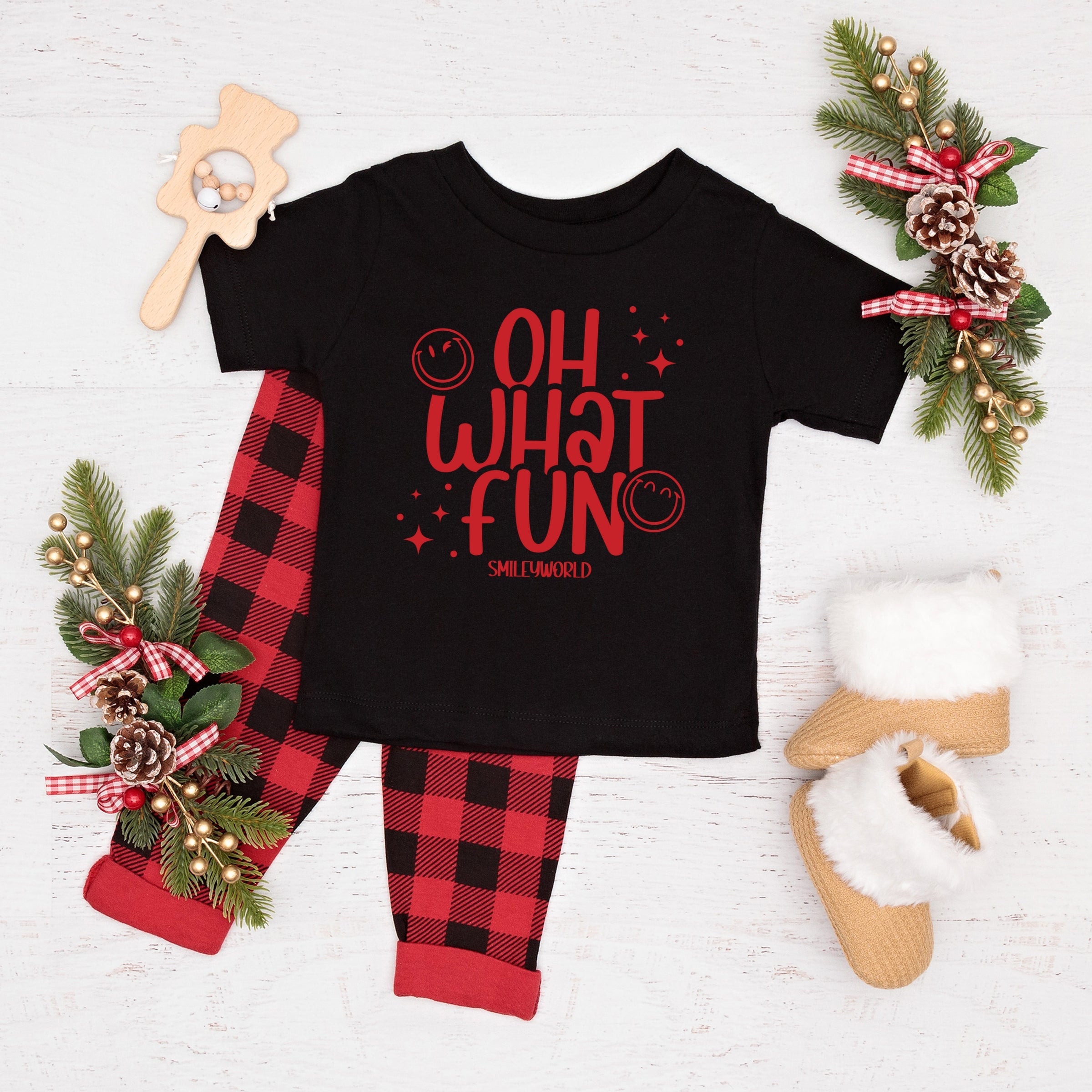 SmileyWorld Oh What Fun - Youth Short Sleeve Graphic T-Shirt and Toddler Short Sleeve Graphic T-Shirt