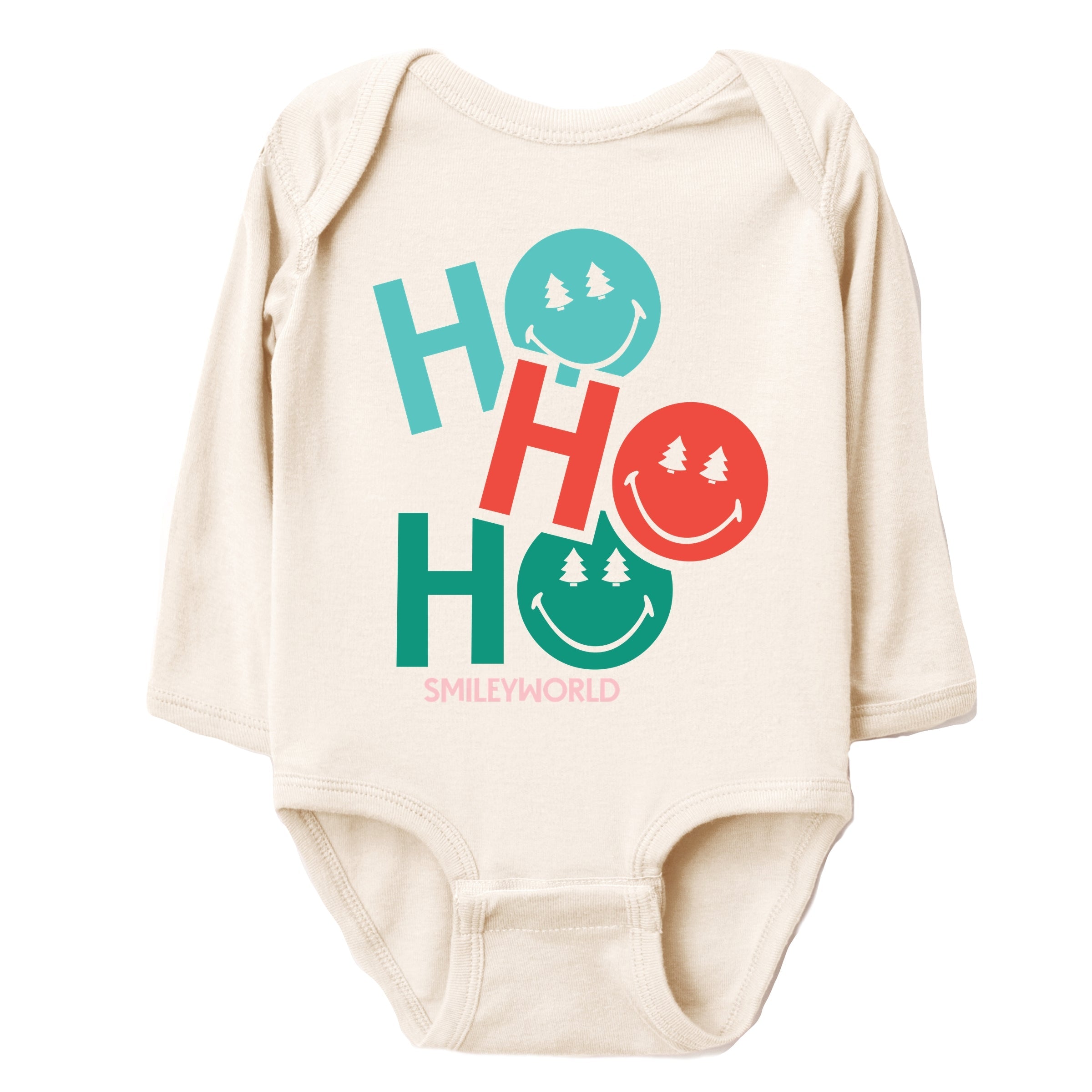 SmileyWorld Ho Ho Ho Stacked - Baby Long Sleeve Bodysuit