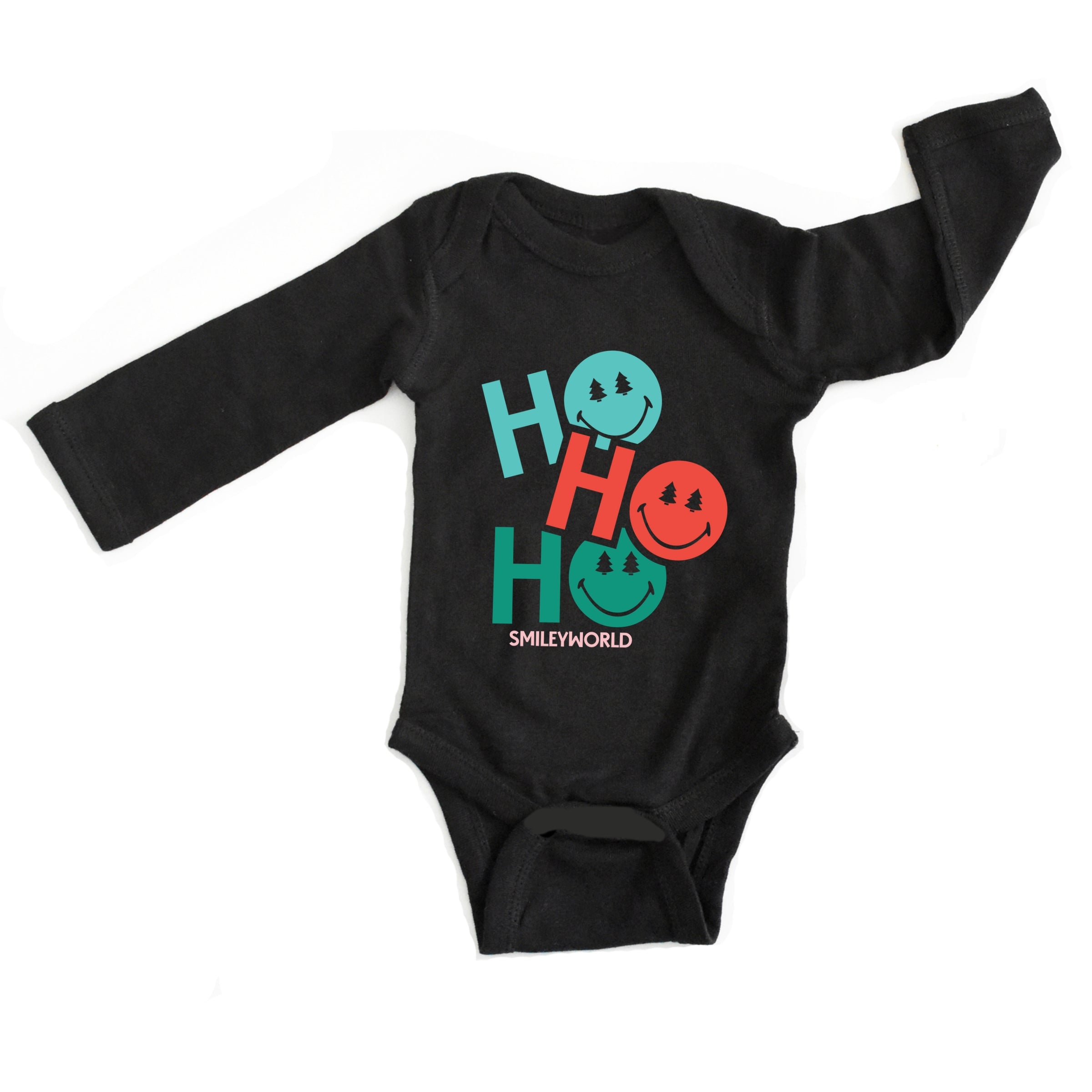 SmileyWorld Ho Ho Ho Stacked - Baby Long Sleeve Bodysuit