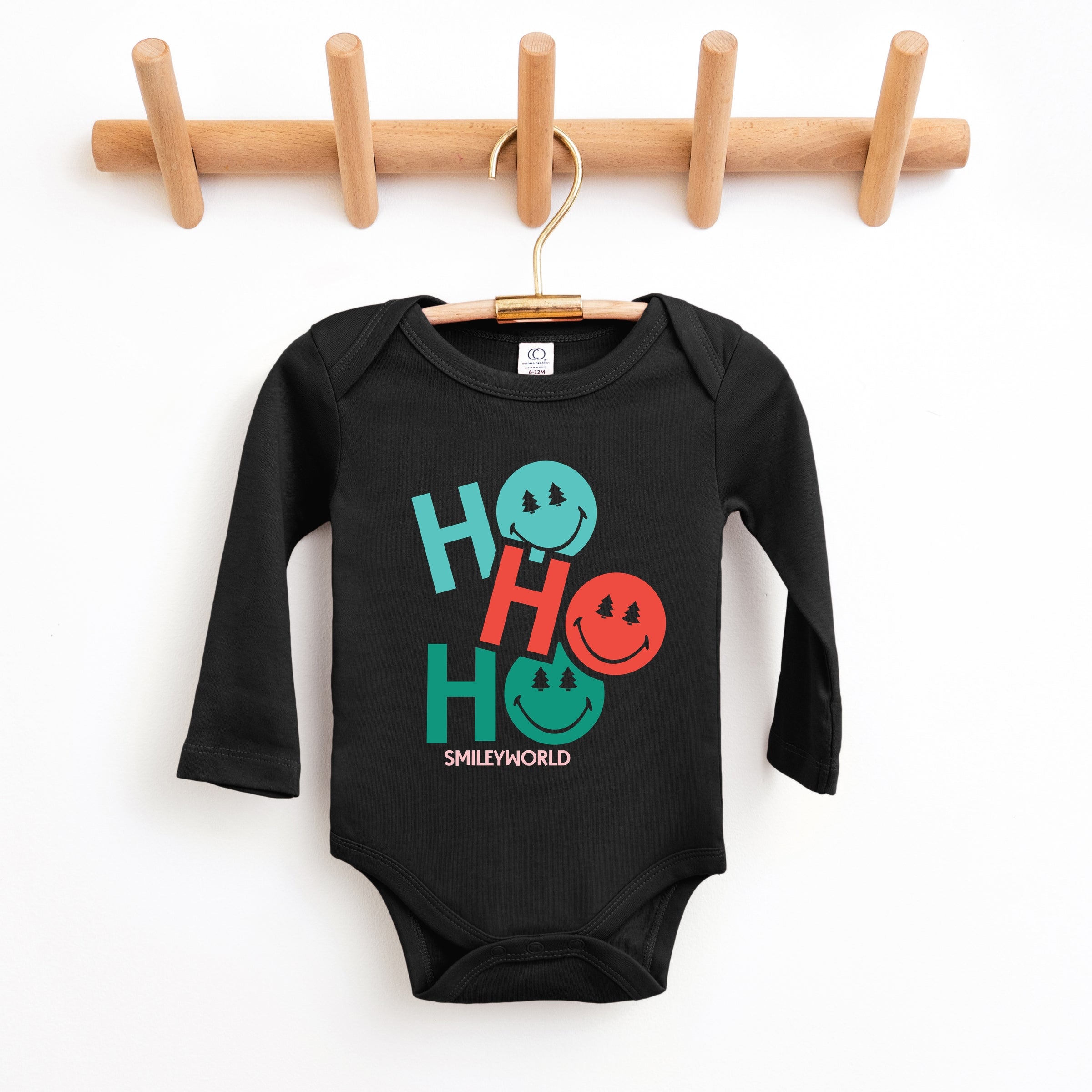 SmileyWorld Ho Ho Ho Stacked - Baby Long Sleeve Bodysuit