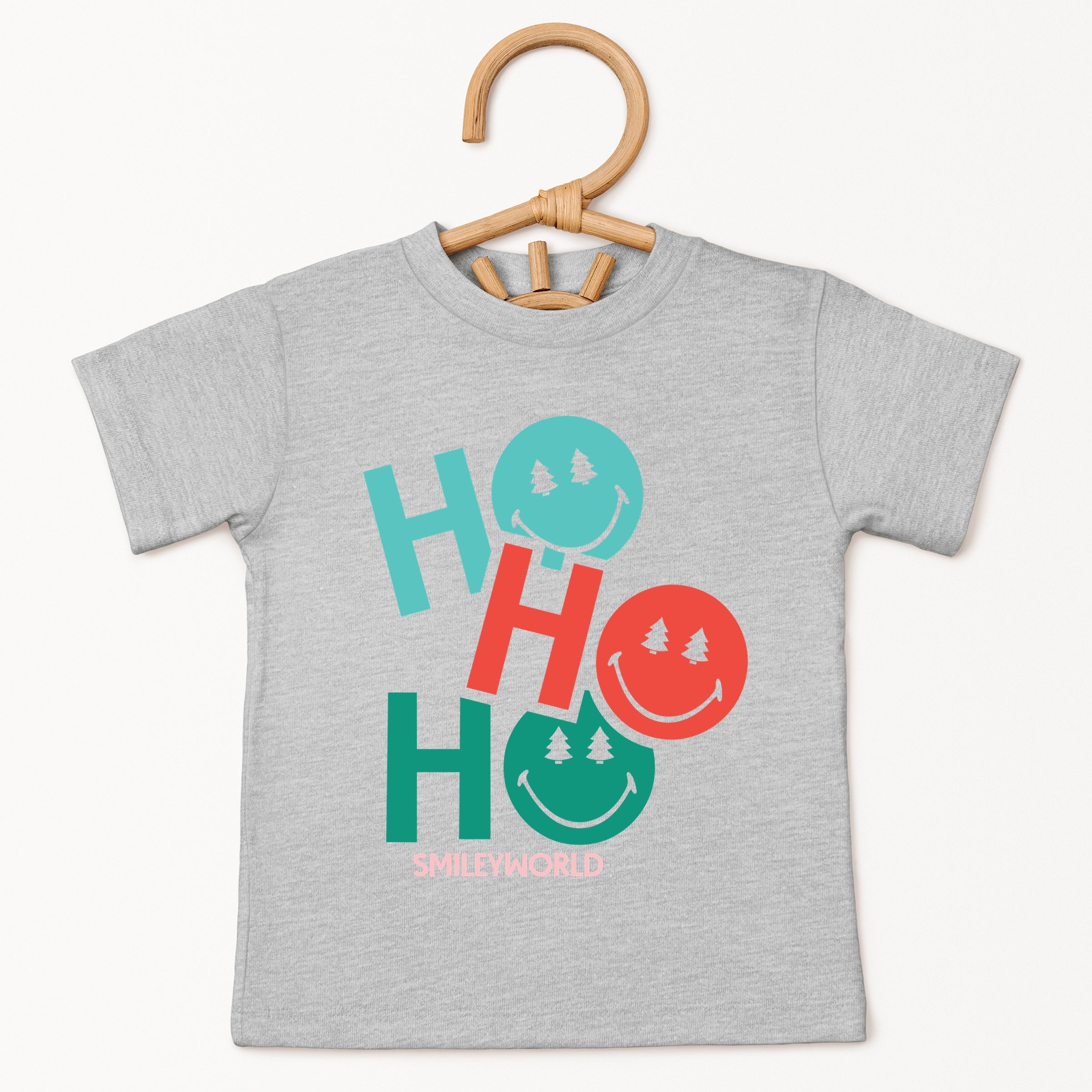 SmileyWorld Ho Ho Ho Stacked - Youth Short Sleeve Graphic T-Shirt and Toddler Short Sleeve Graphic T-Shirt