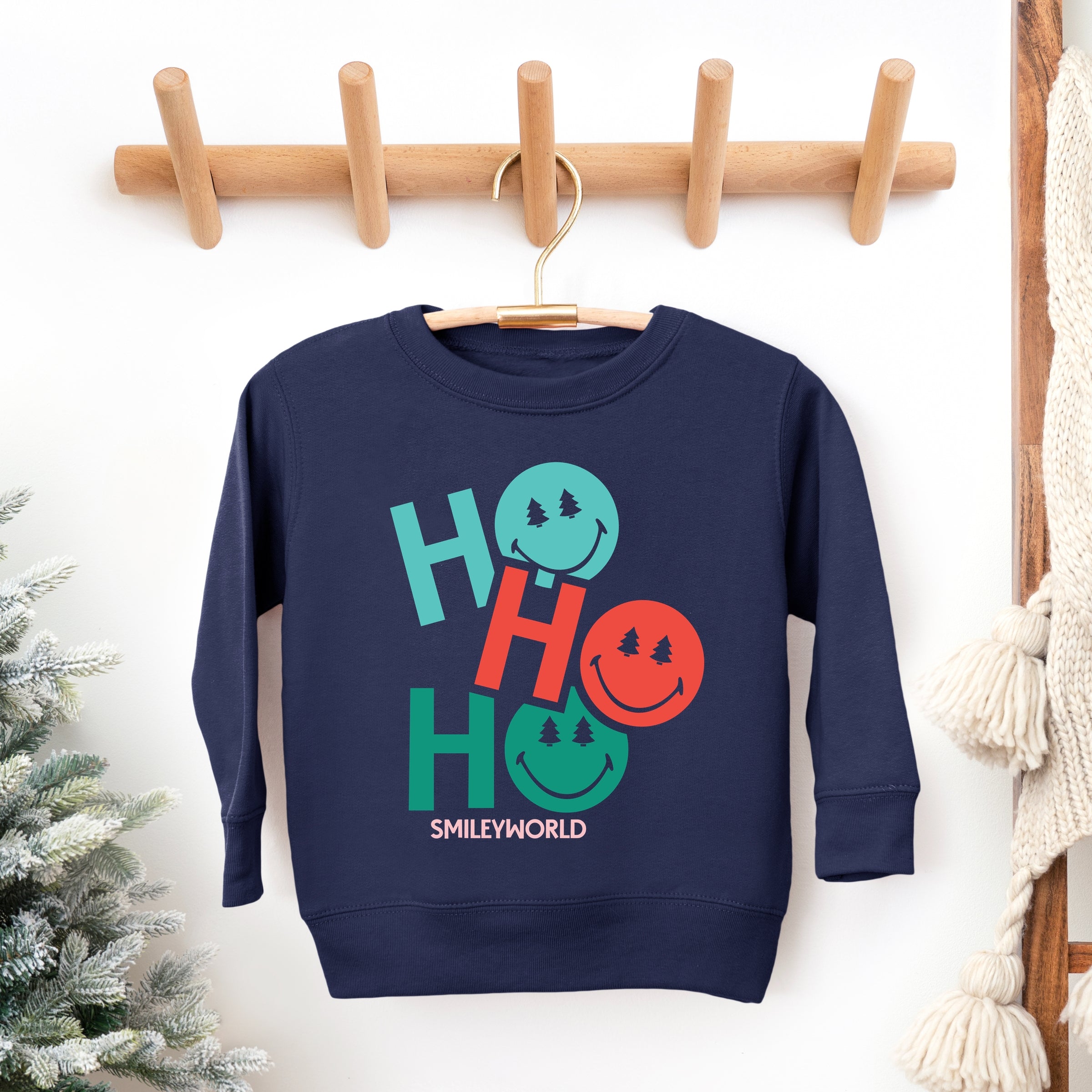 SmileyWorld Ho Ho Ho Stacked - Toddler Graphic Sweatshirt and Youth Graphic Sweatshirt