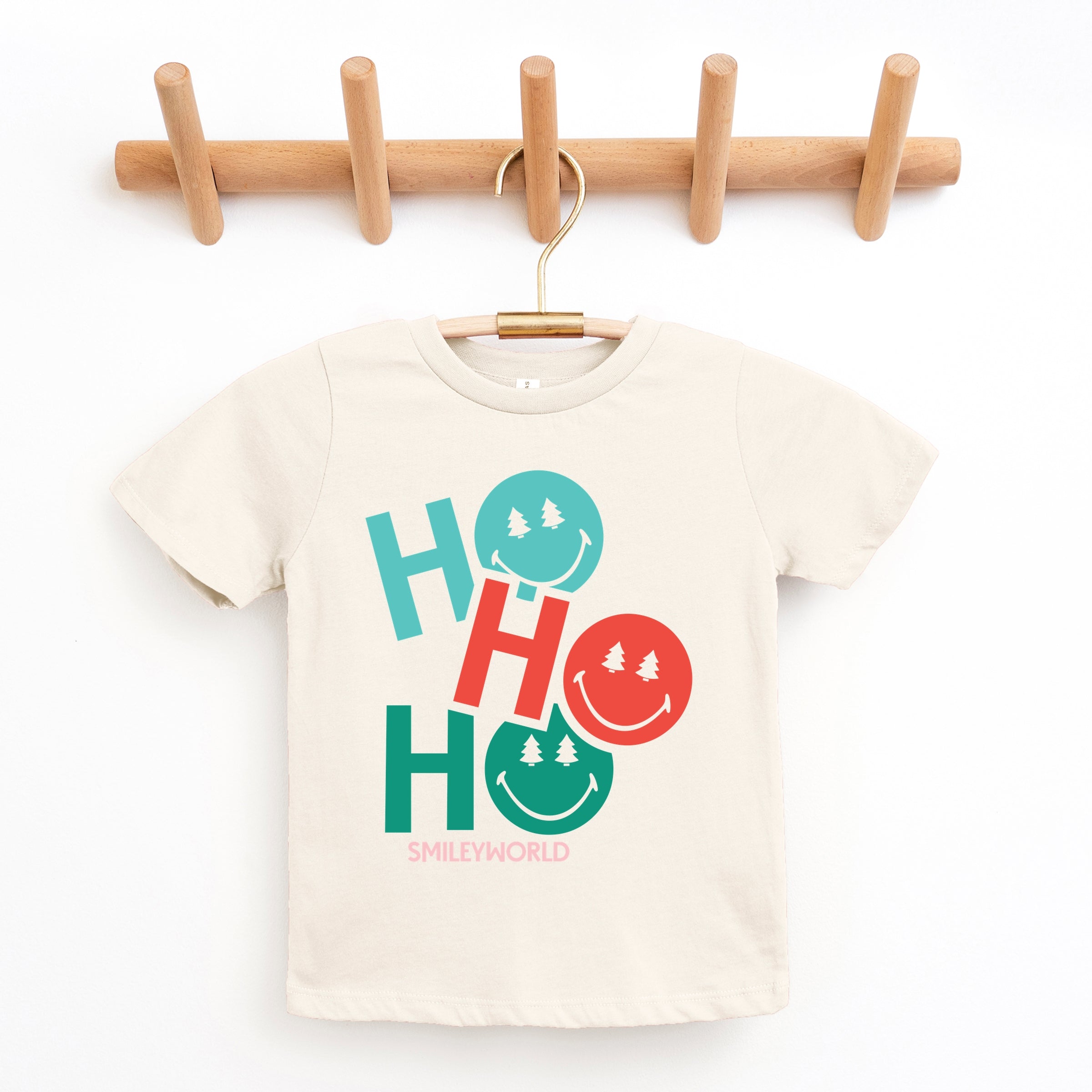 SmileyWorld Ho Ho Ho Stacked - Youth Short Sleeve Graphic T-Shirt and Toddler Short Sleeve Graphic T-Shirt