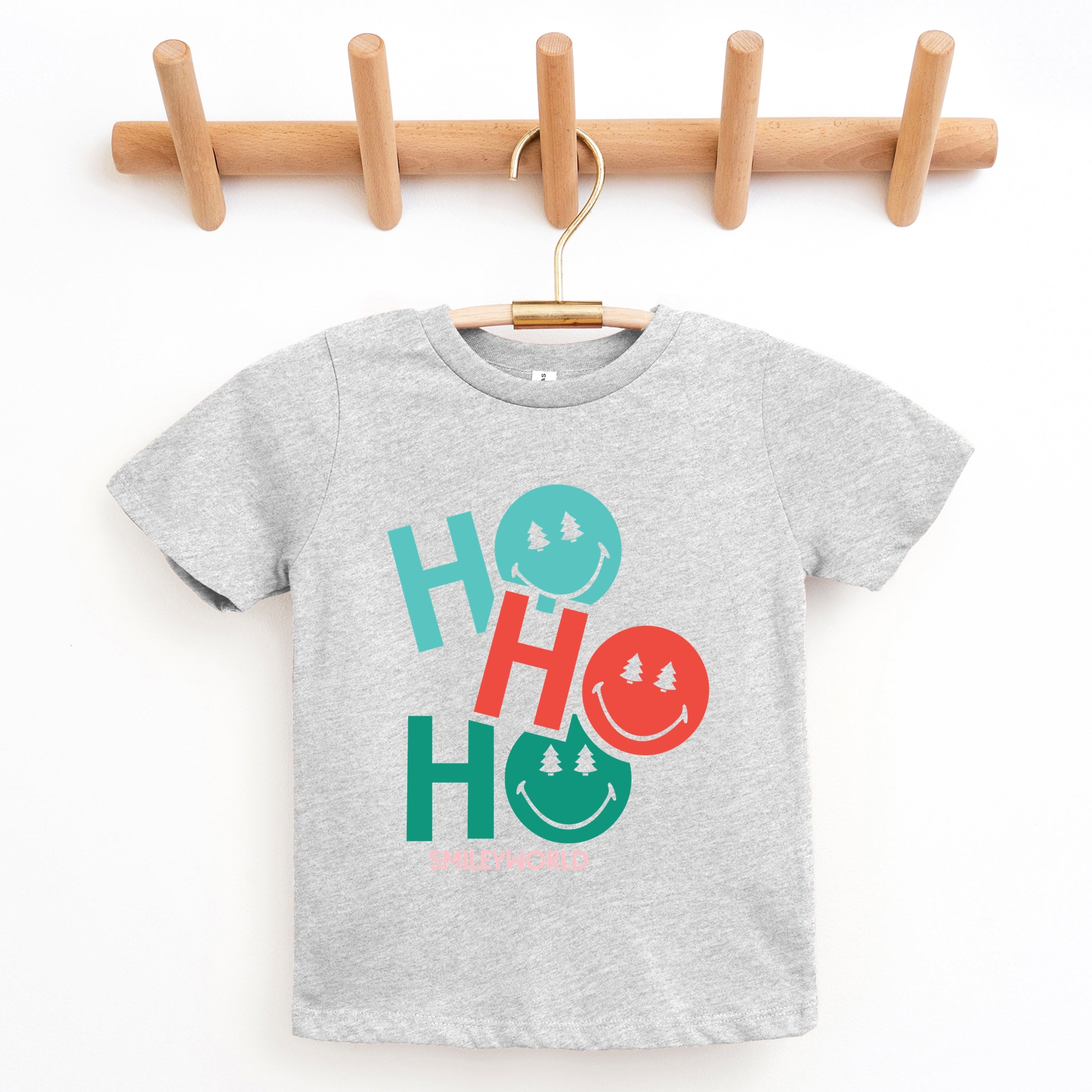 SmileyWorld Ho Ho Ho Stacked - Youth Short Sleeve Graphic T-Shirt and Toddler Short Sleeve Graphic T-Shirt