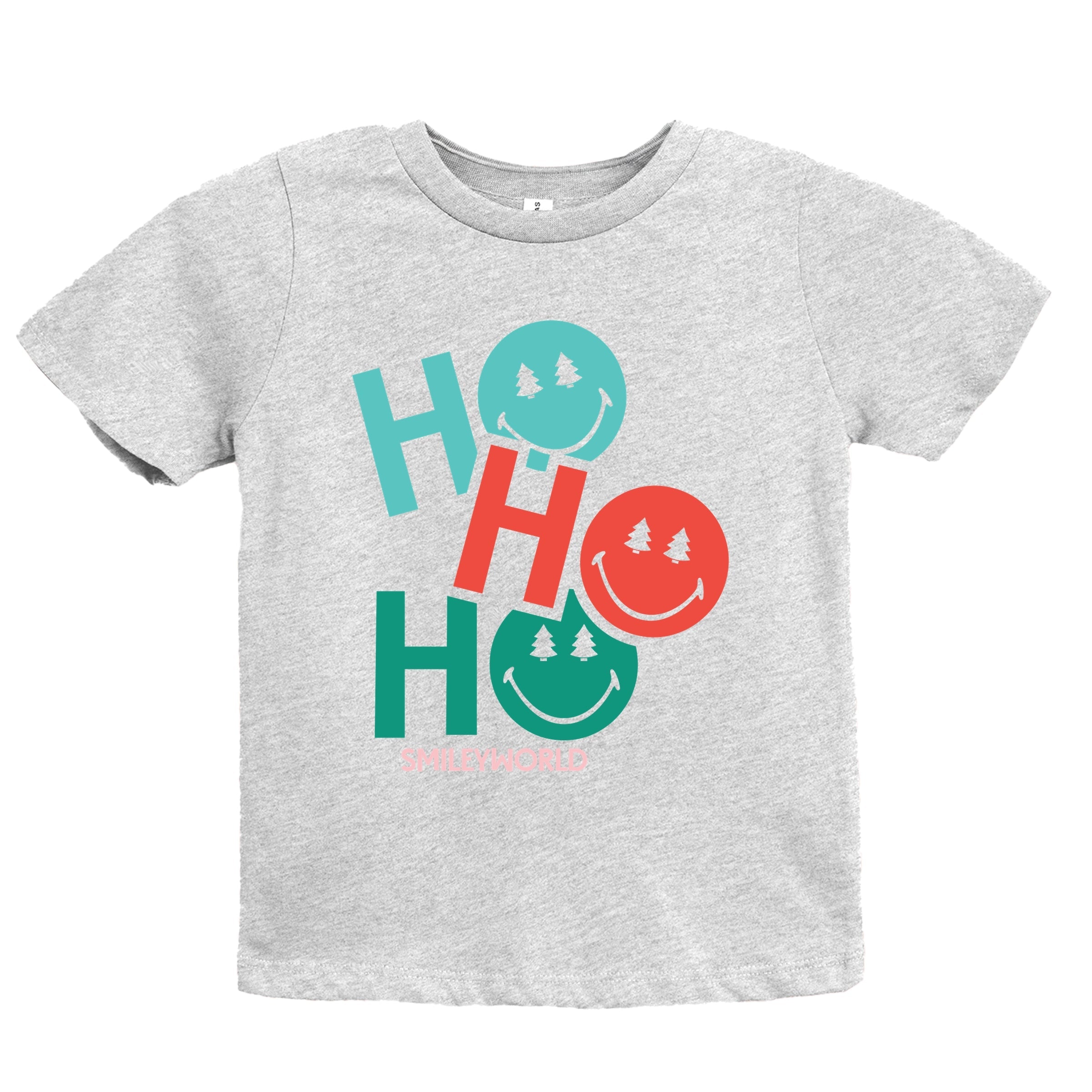 SmileyWorld Ho Ho Ho Stacked - Youth Short Sleeve Graphic T-Shirt and Toddler Short Sleeve Graphic T-Shirt