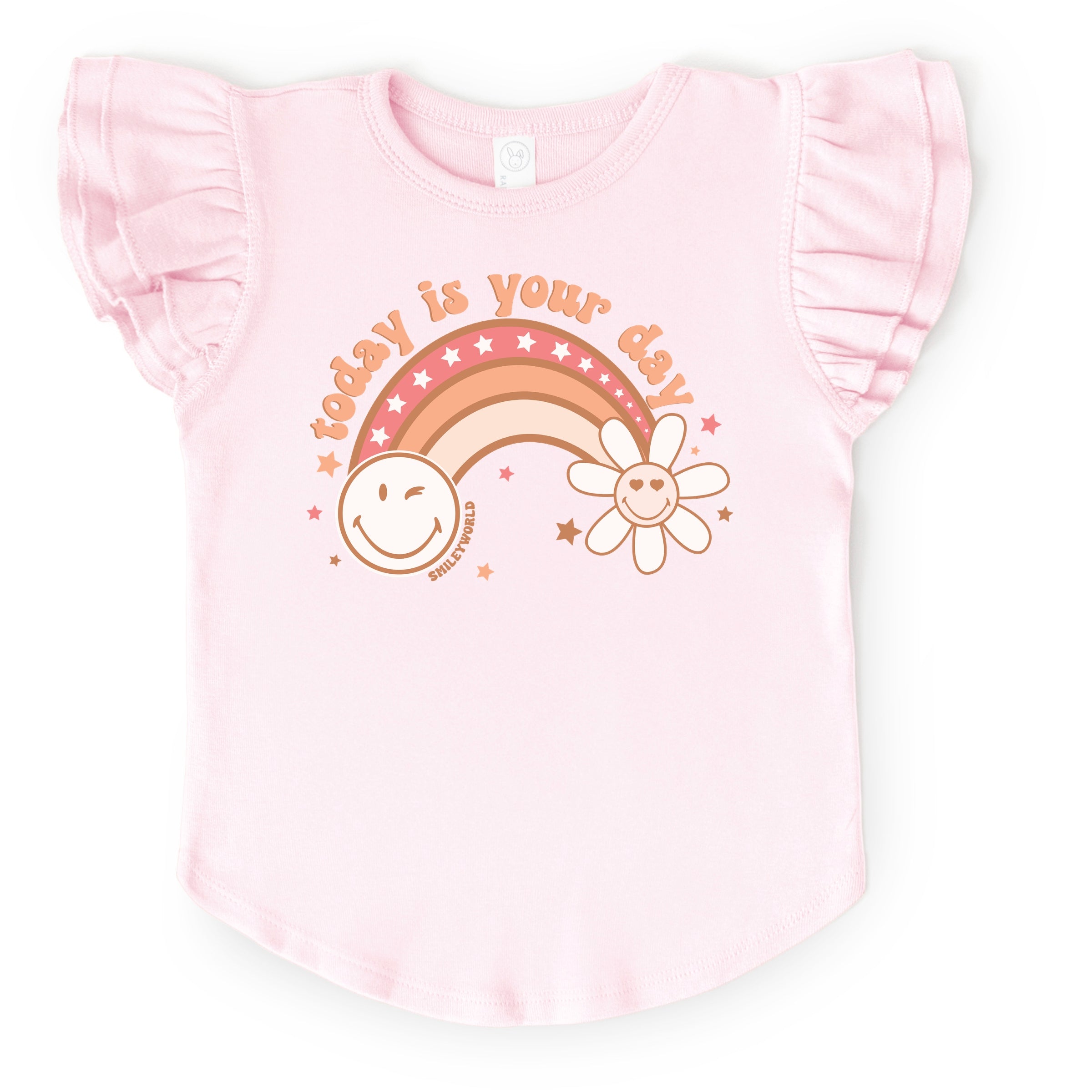 SmileyWorld Today Is Your Day Rainbow Flutter Sleeve Tee  - Flutter Sleeve Tee