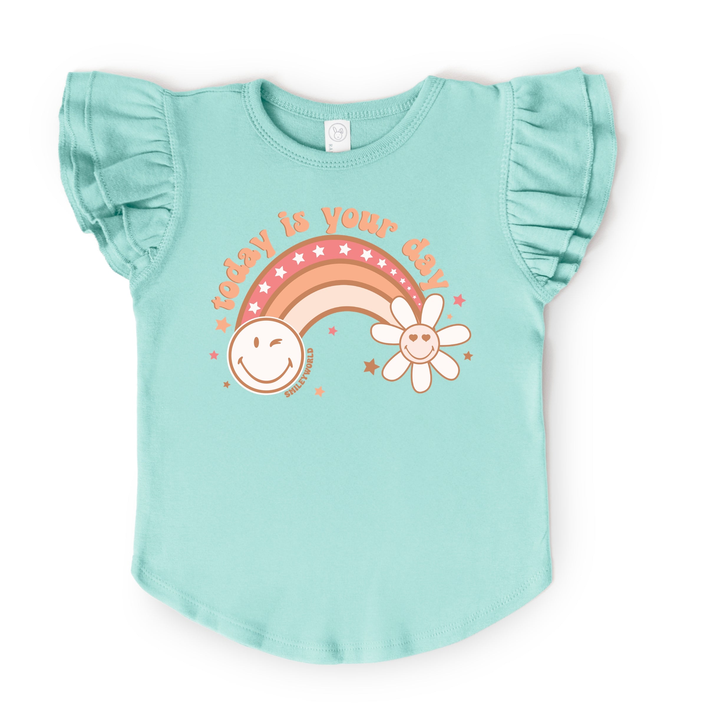 SmileyWorld Today Is Your Day Rainbow Flutter Sleeve Tee  - Flutter Sleeve Tee