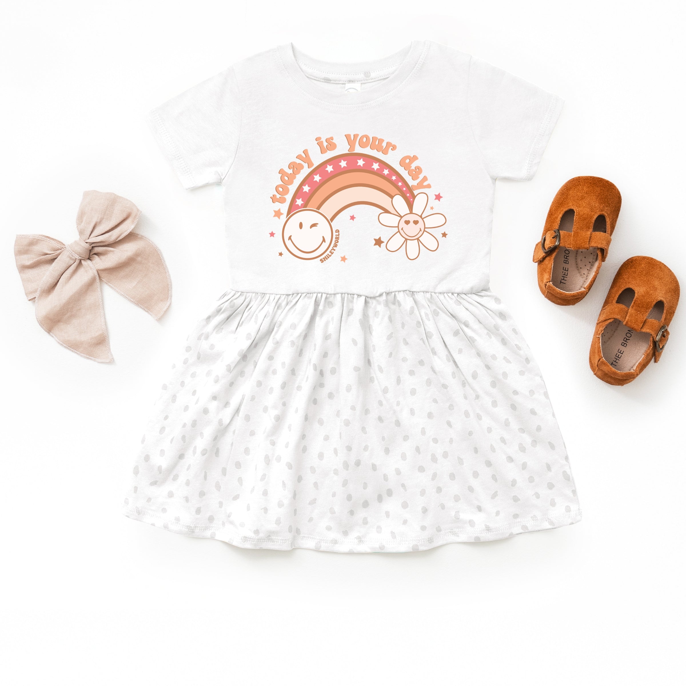 SmileyWorld Today Is Your Day Rainbow  - Toddler Graphic Dress and Infant Dress
