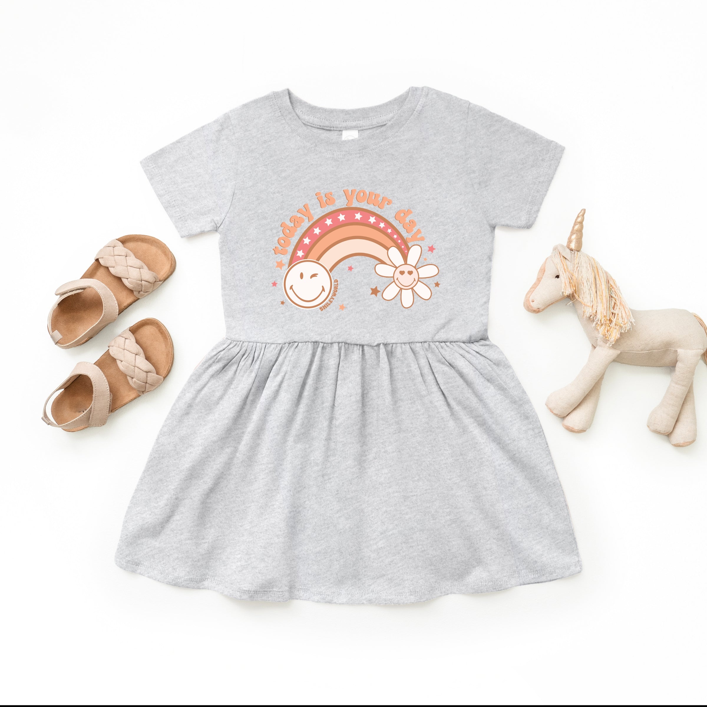 SmileyWorld Today Is Your Day Rainbow  - Toddler Graphic Dress and Infant Dress