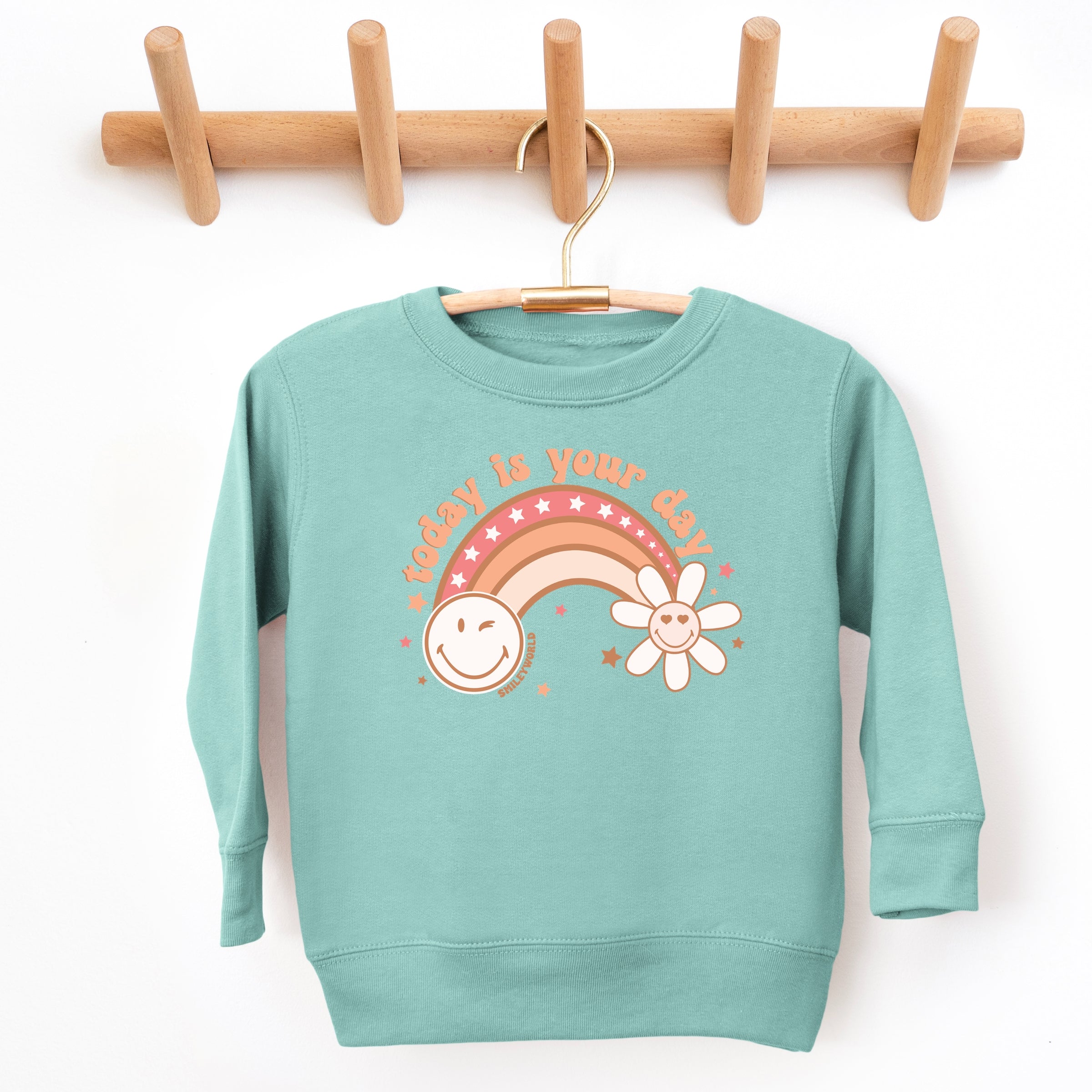 SmileyWorld Today Is Your Day Rainbow  - Toddler Graphic Sweatshirt and Youth Graphic Sweatshirt