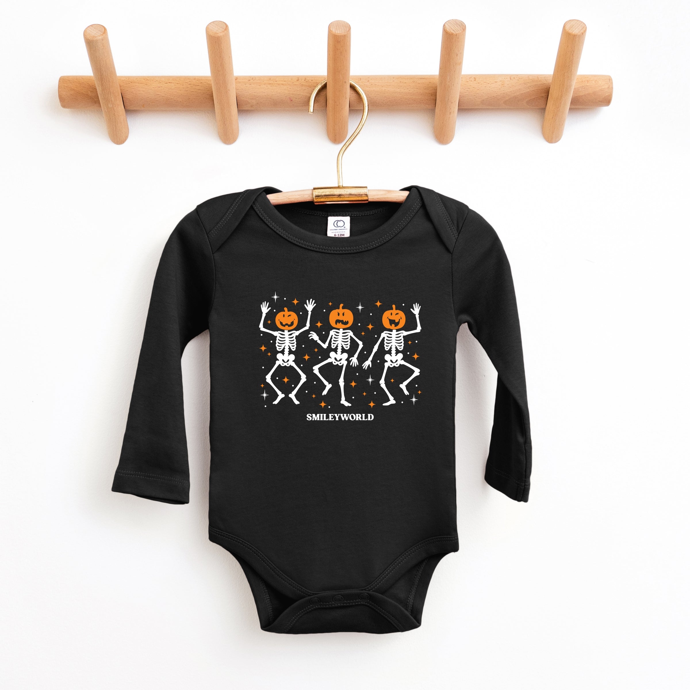 SmileyWorld Dancing Skeleton Pumpkins - Baby Long Sleeve Bodysuit