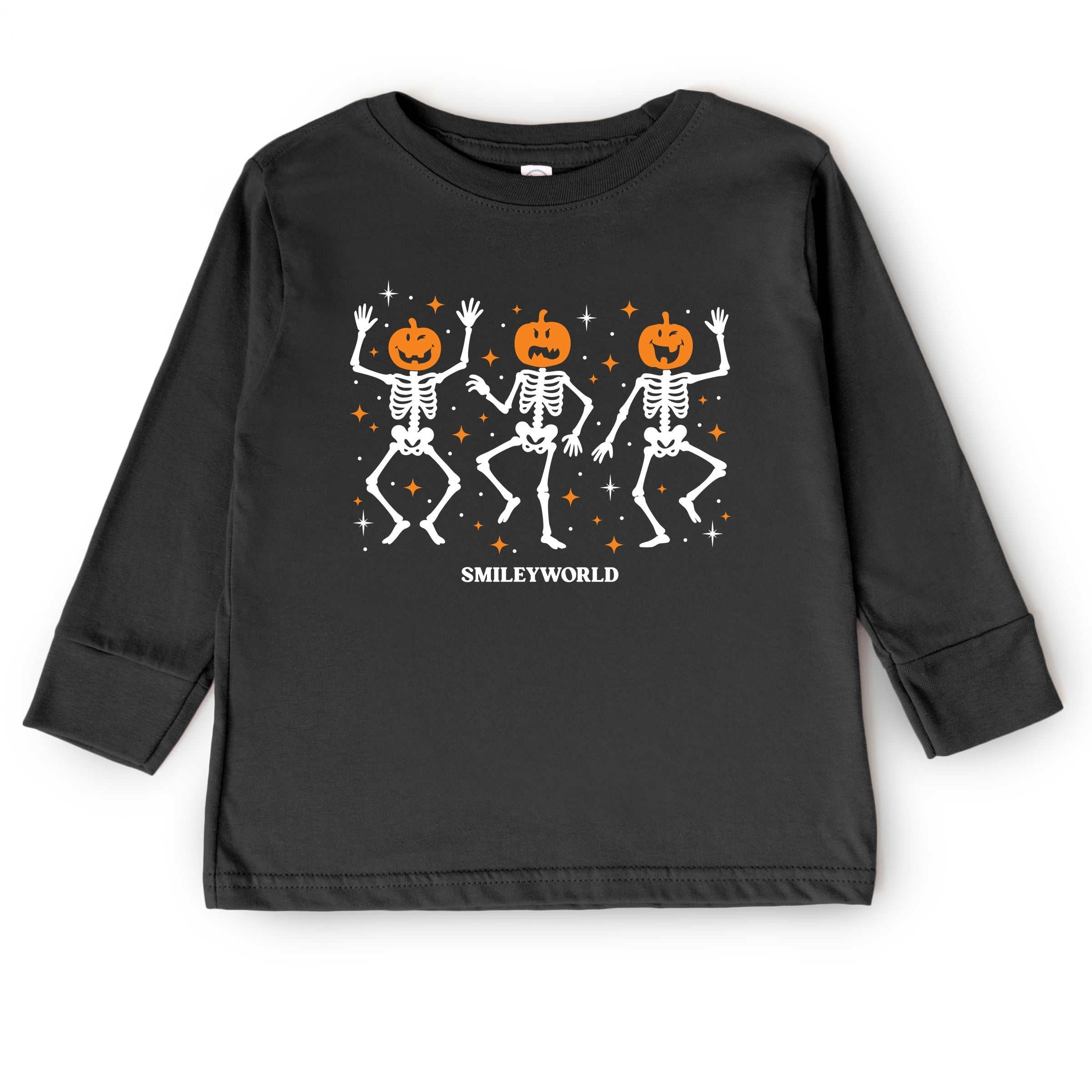 SmileyWorld Dancing Skeleton Pumpkins - Toddler Long Sleeve Graphic Tee and Youth Long Sleeve Graphic T-Shirt