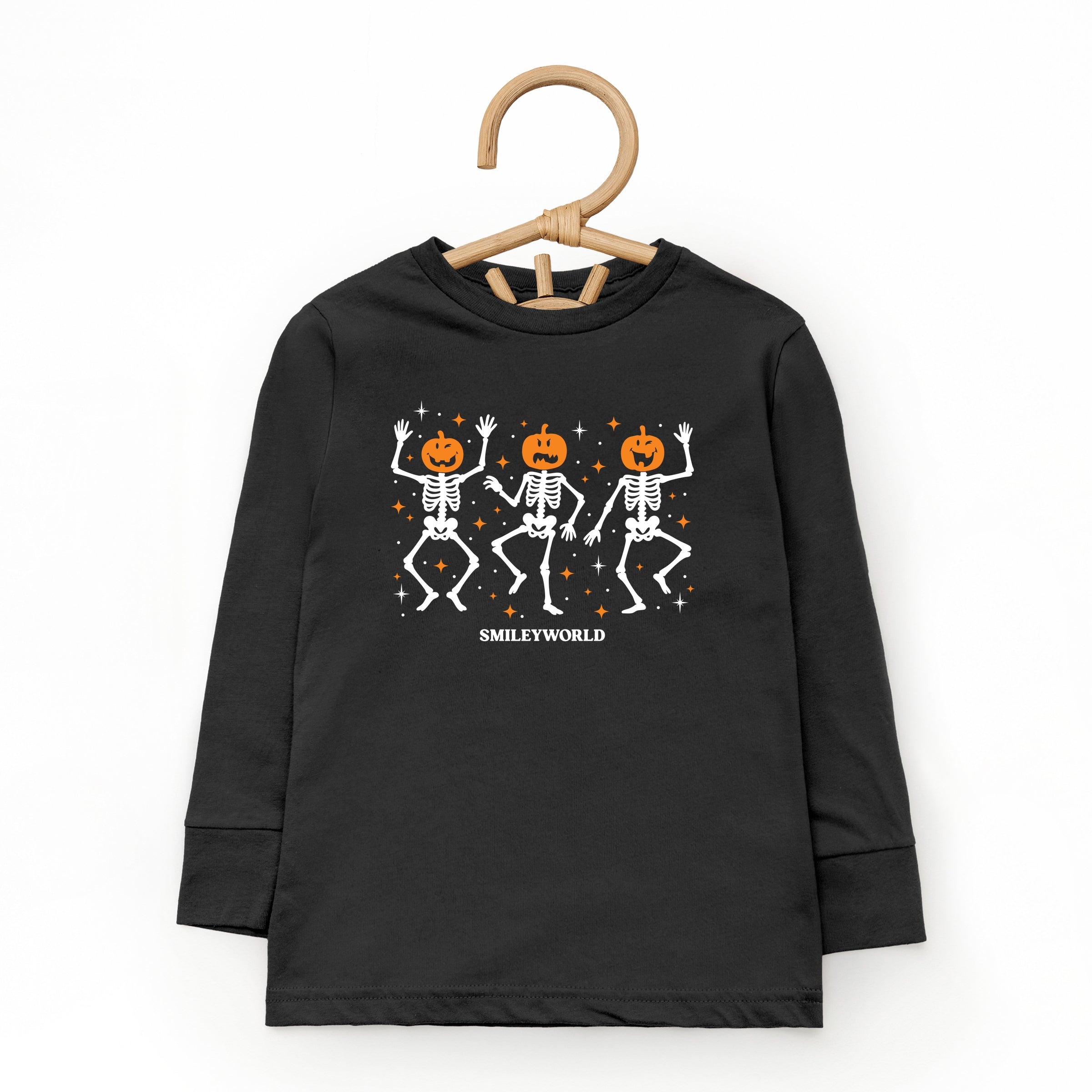 SmileyWorld Dancing Skeleton Pumpkins - Toddler Long Sleeve Graphic Tee and Youth Long Sleeve Graphic T-Shirt