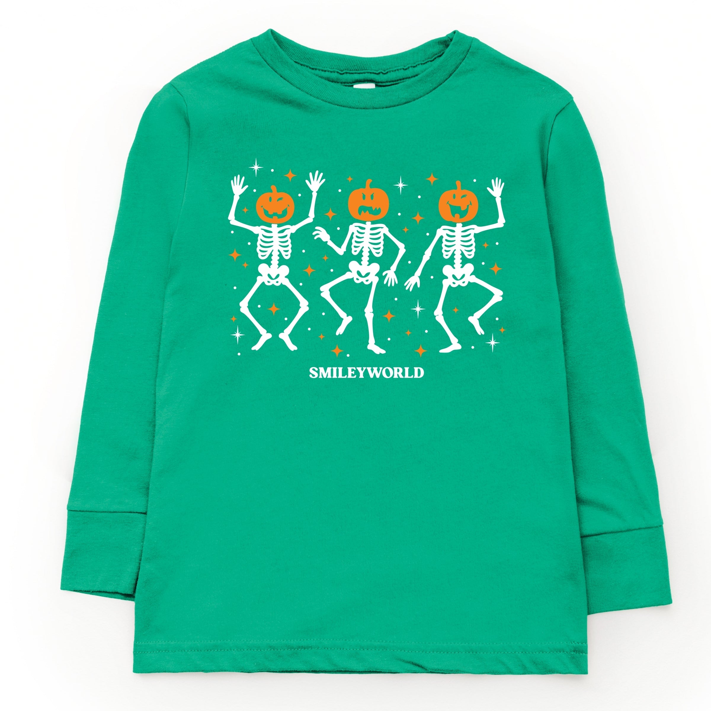 SmileyWorld Dancing Skeleton Pumpkins - Toddler Long Sleeve Graphic Tee and Youth Long Sleeve Graphic T-Shirt