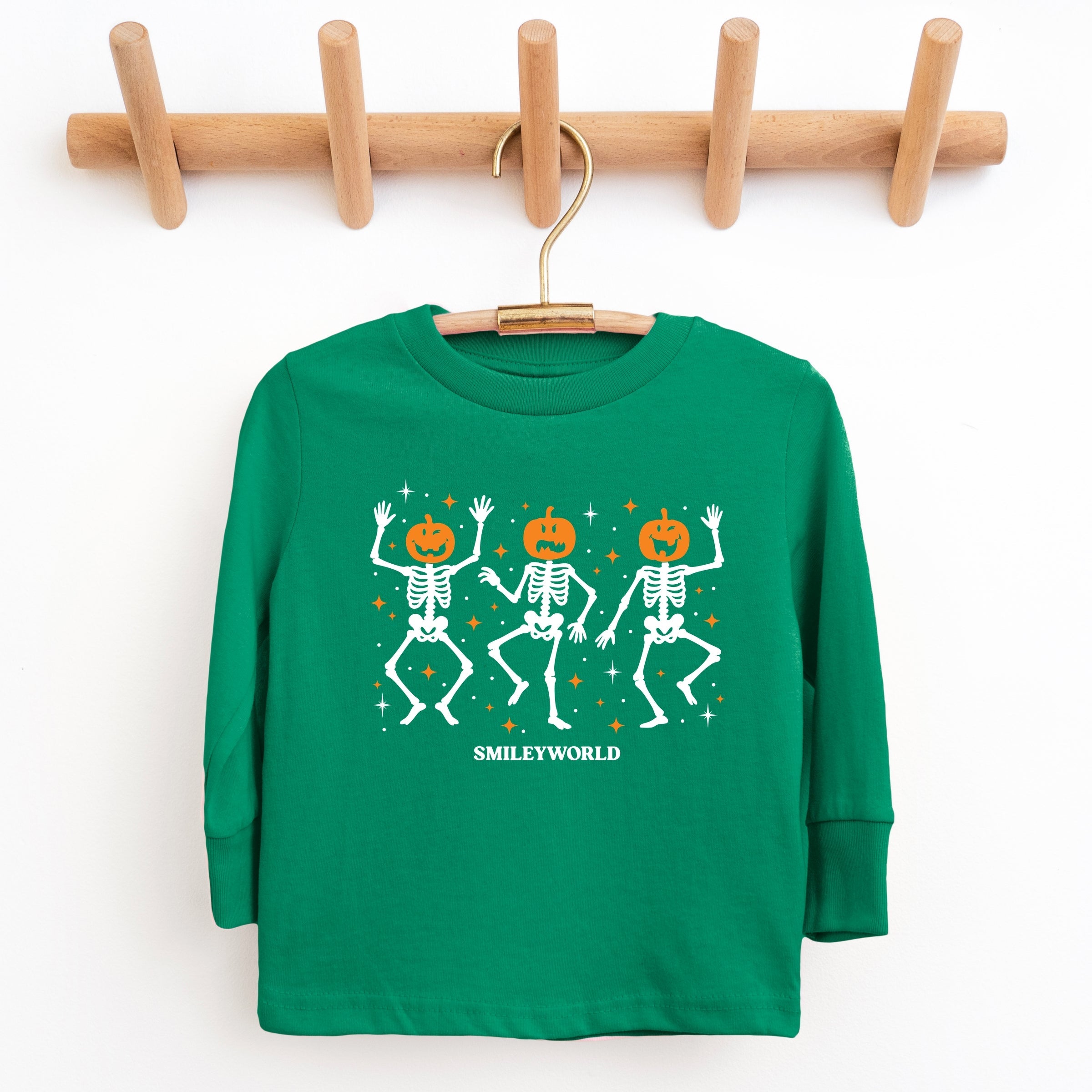 SmileyWorld Dancing Skeleton Pumpkins - Toddler Long Sleeve Graphic Tee and Youth Long Sleeve Graphic T-Shirt