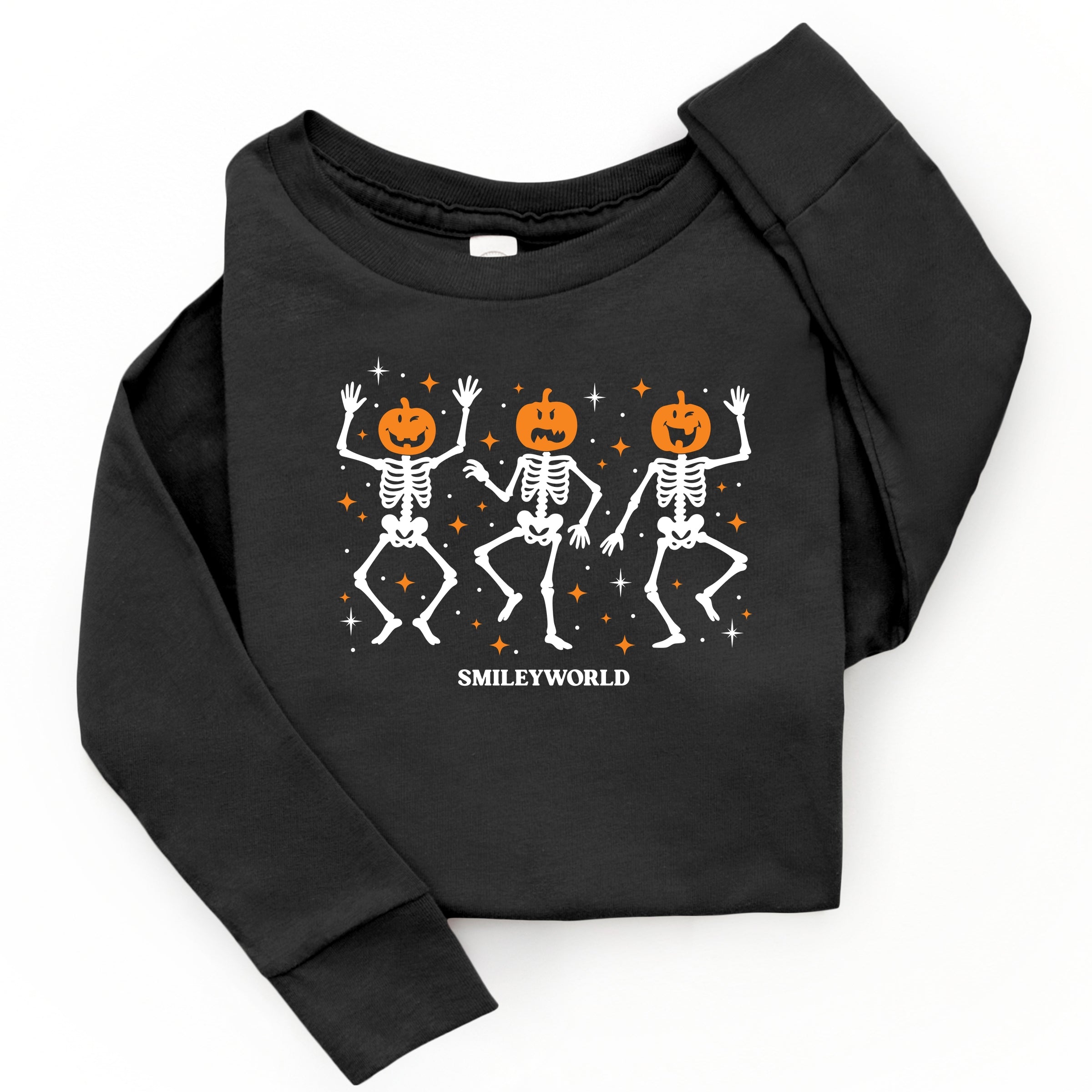 SmileyWorld Dancing Skeleton Pumpkins - Toddler Long Sleeve Graphic Tee and Youth Long Sleeve Graphic T-Shirt