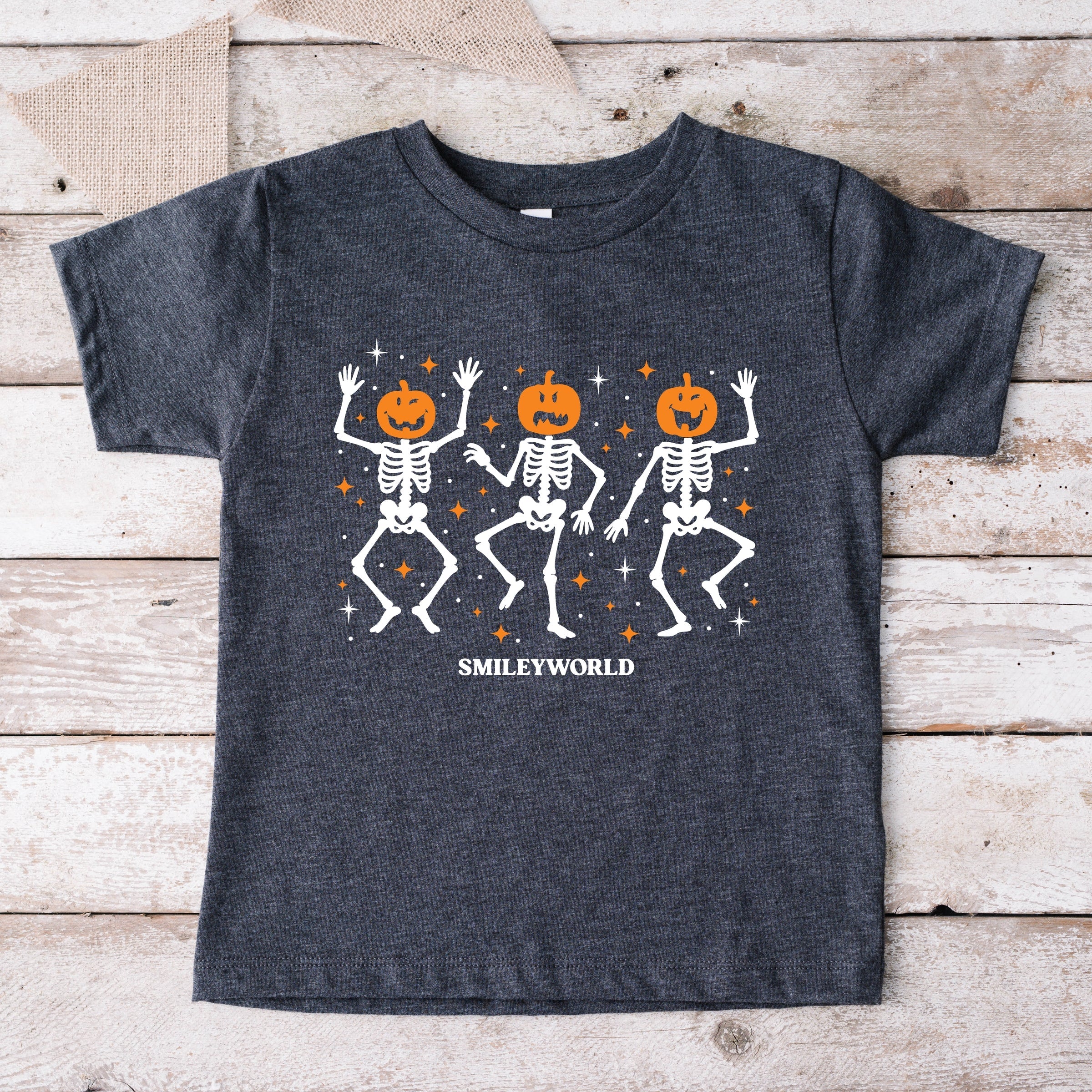 SmileyWorld Dancing Skeleton Pumpkins - Youth Short Sleeve Graphic T-Shirt and Toddler Short Sleeve Graphic T-Shirt