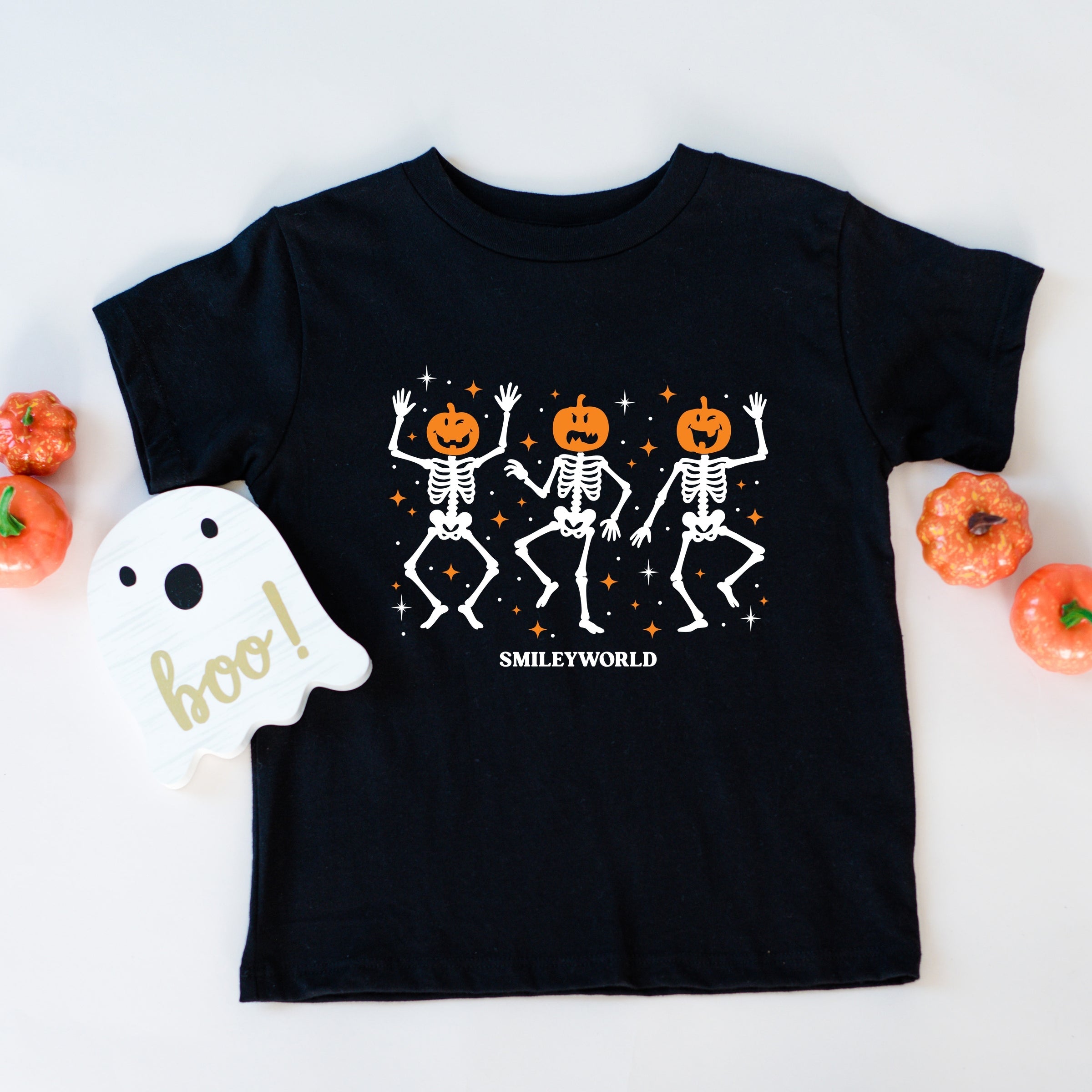 SmileyWorld Dancing Skeleton Pumpkins - Youth Short Sleeve Graphic T-Shirt and Toddler Short Sleeve Graphic T-Shirt