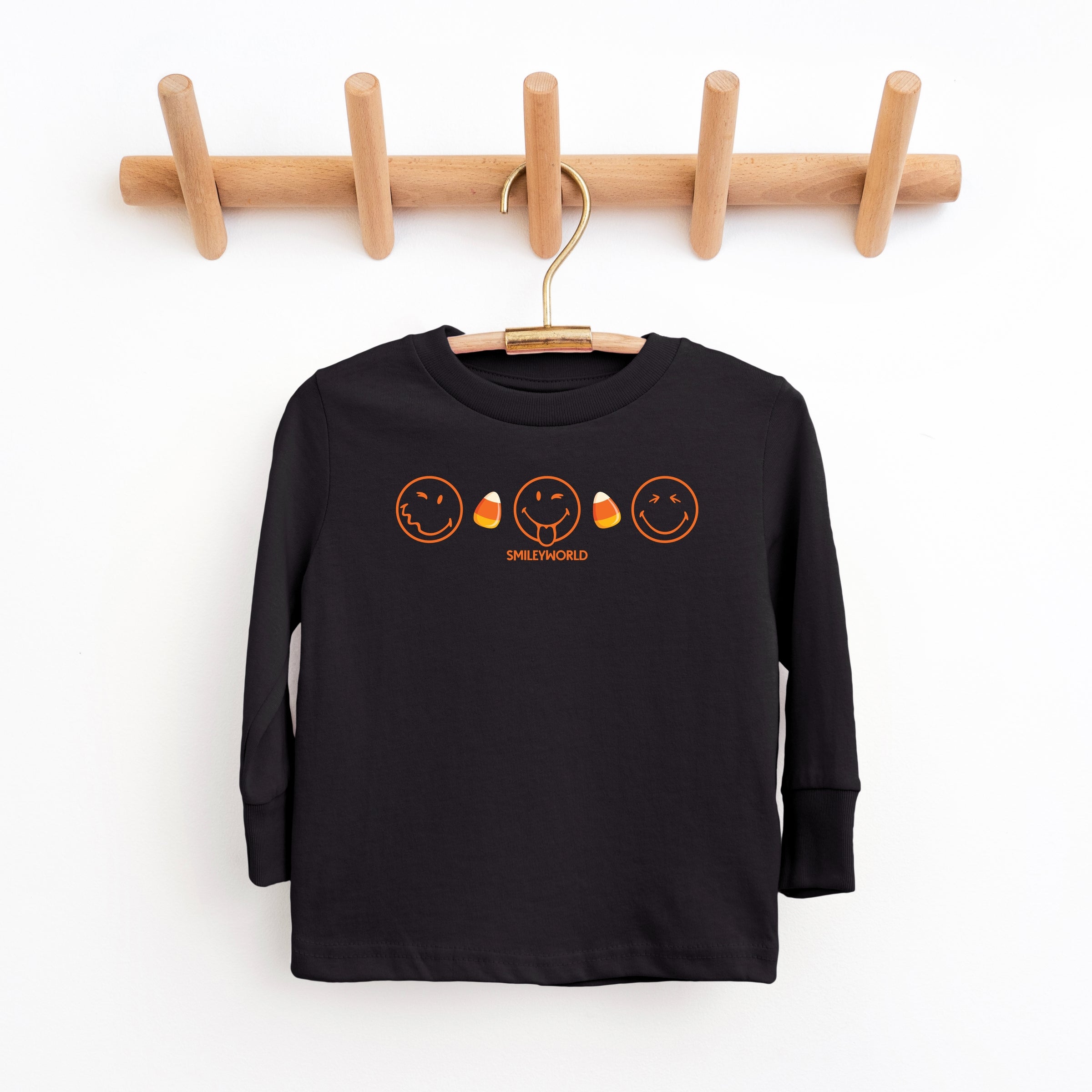 SmileyWorld Candy Corn Outlines - Toddler Long Sleeve Graphic Tee and Youth Long Sleeve Graphic T-Shirt