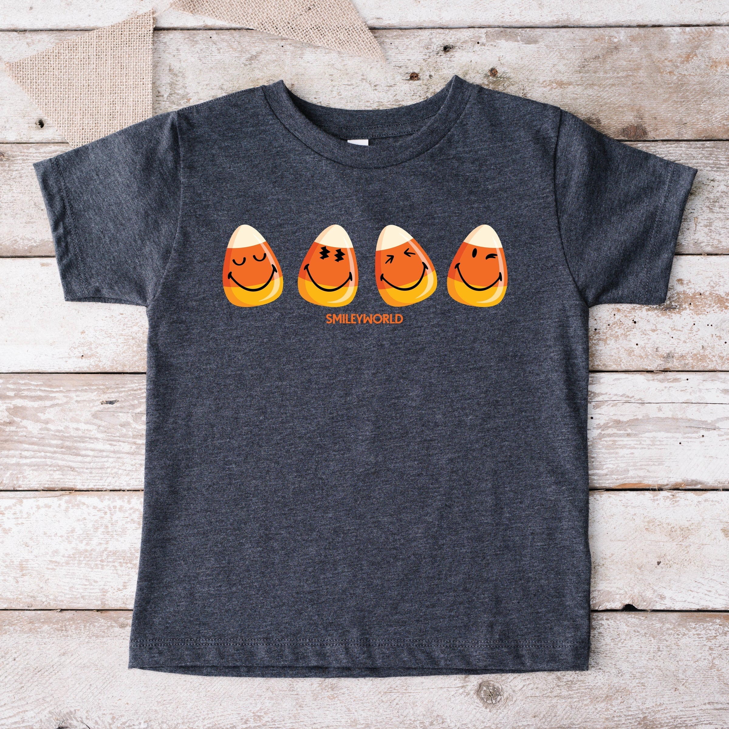 SmileyWorld Candy Corn Smiles - Youth Short Sleeve Graphic T-Shirt and Toddler Short Sleeve Graphic T-Shirt