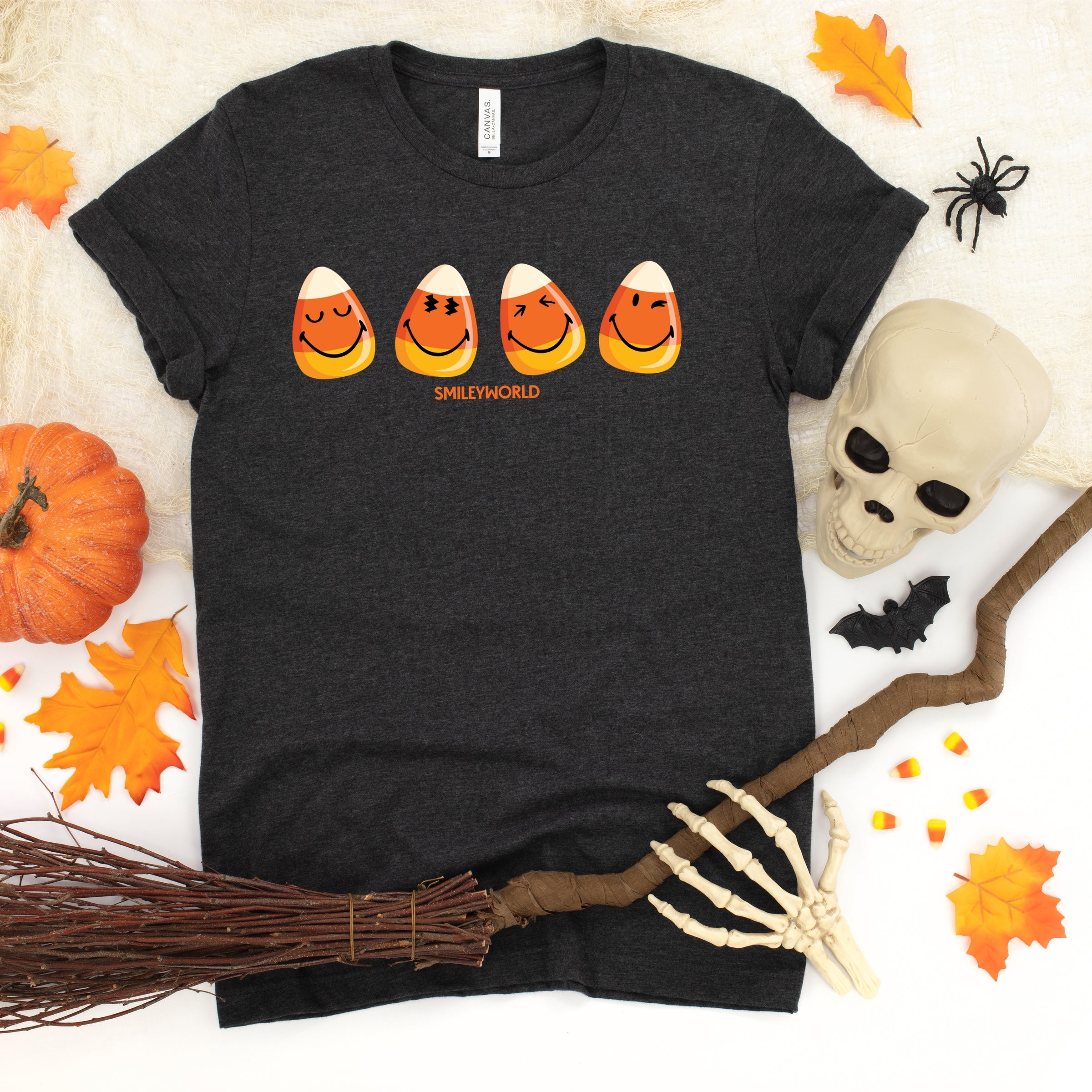 SmileyWorld Candy Corn Smiles - Youth Short Sleeve Graphic T-Shirt and Toddler Short Sleeve Graphic T-Shirt