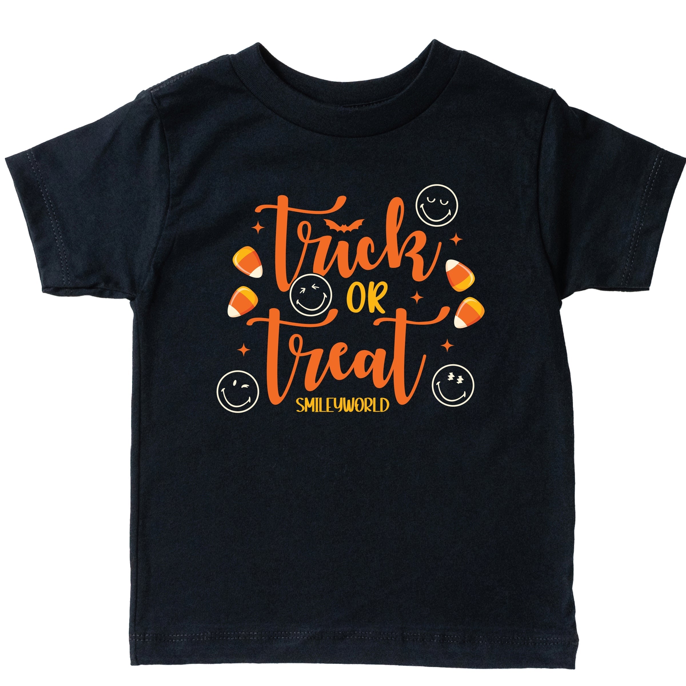 SmileyWorld Trick or Treat Candy - Youth Short Sleeve Graphic T-Shirt and Toddler Short Sleeve Graphic T-Shirt