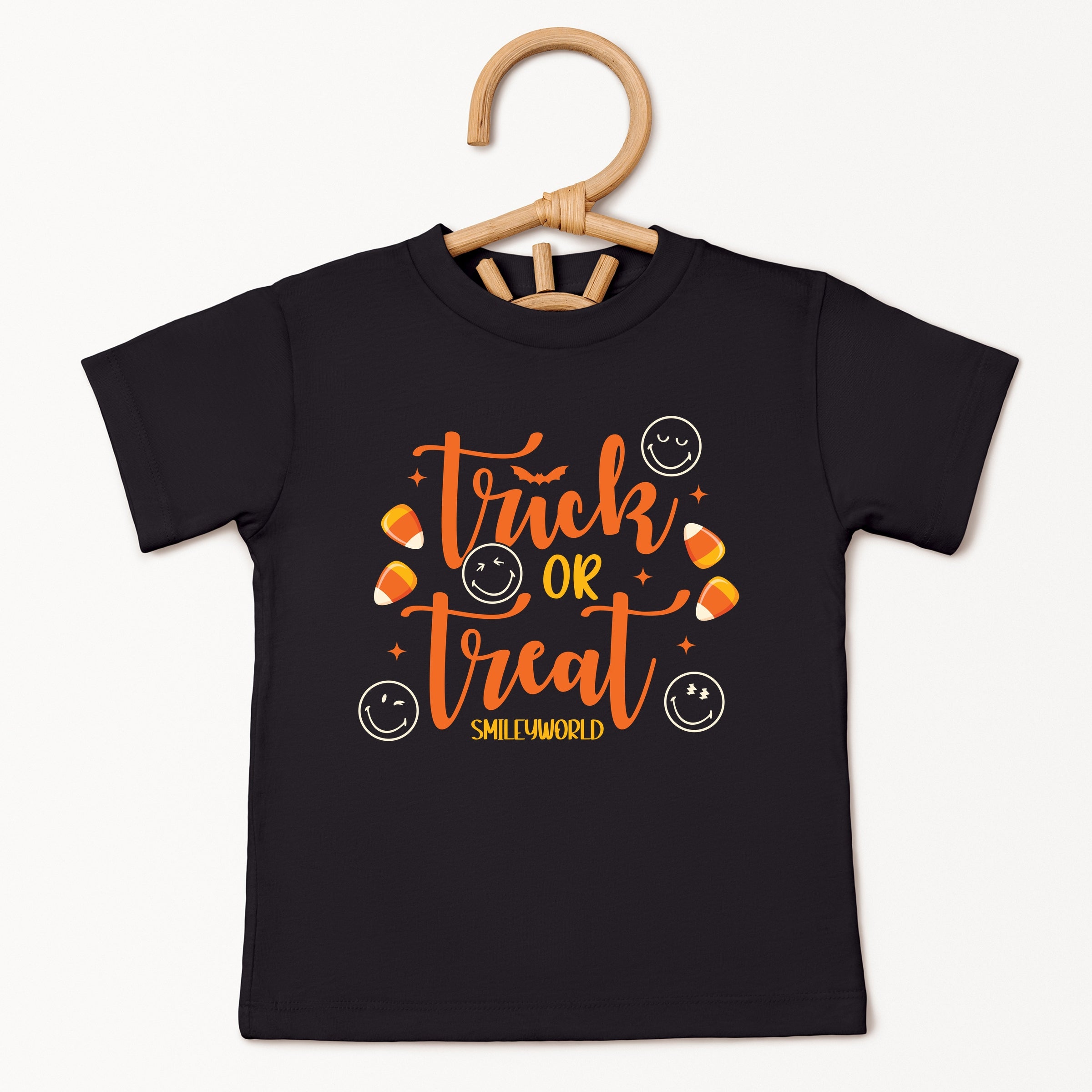SmileyWorld Trick or Treat Candy - Youth Short Sleeve Graphic T-Shirt and Toddler Short Sleeve Graphic T-Shirt