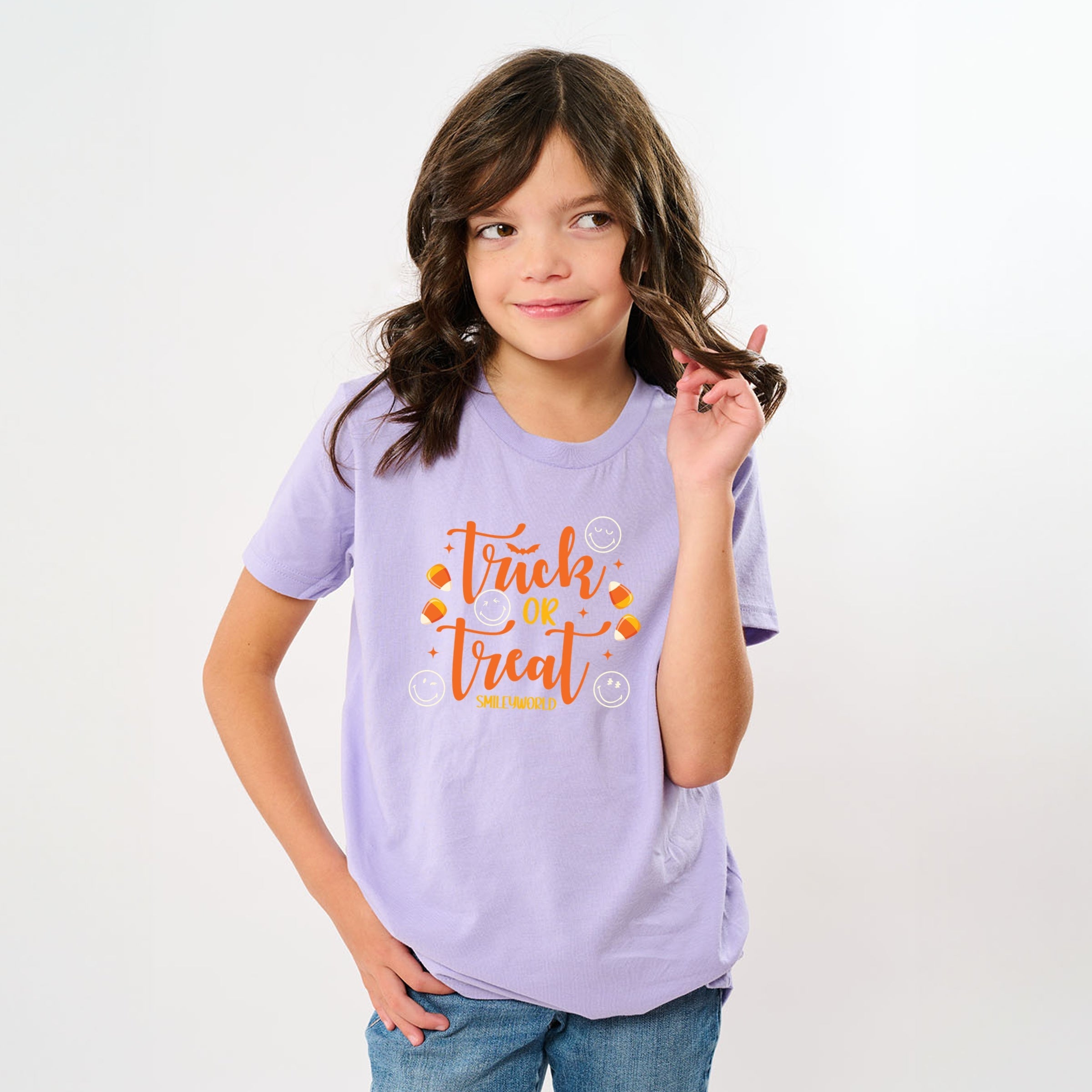 SmileyWorld Trick or Treat Candy - Youth Short Sleeve Graphic T-Shirt and Toddler Short Sleeve Graphic T-Shirt